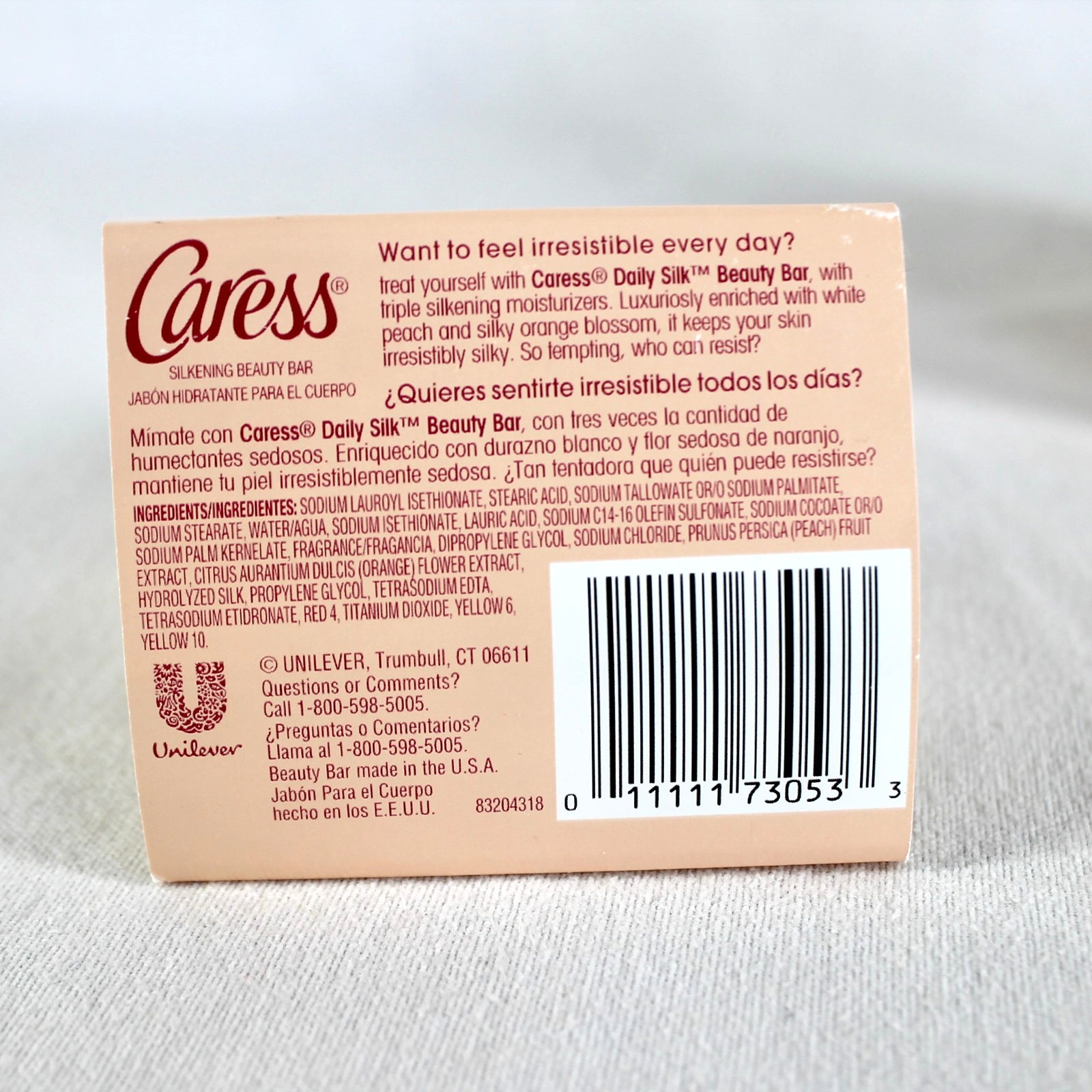 Caress Daily Silk Beauty Bar Soap Pack of 4 White Peach Orange Blossom