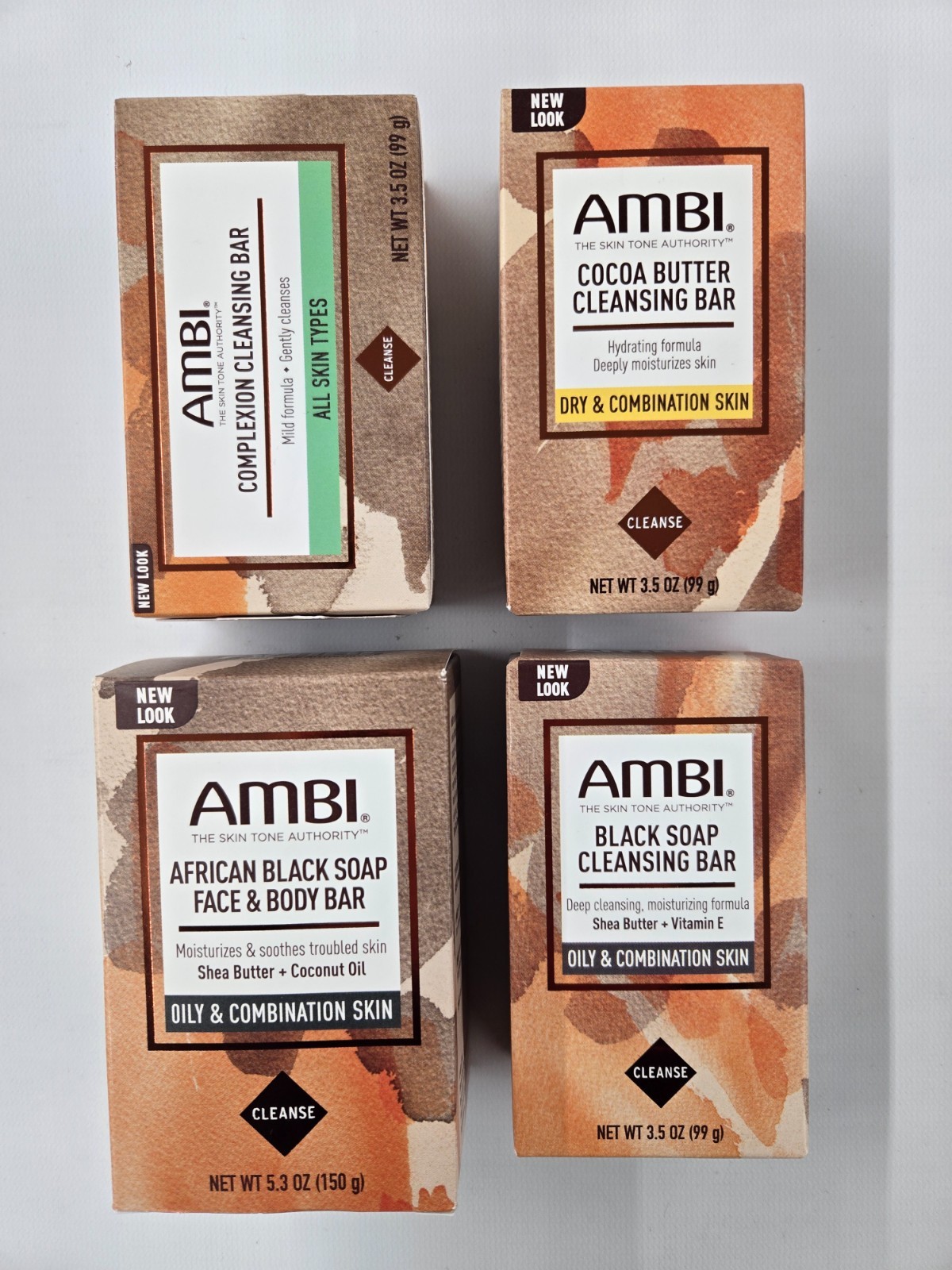 AMBI Complexion Cleansing Bar, Black Soap, Cocoa Butter Cleansing Bar 3.5 OZ