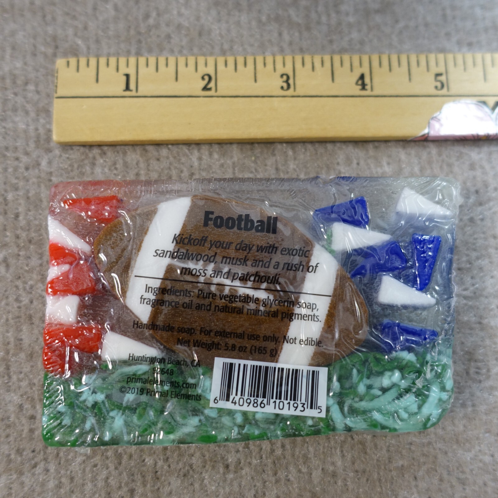 Football Theme Soap 5.8oz Bar Sandalwood Patchouli by Primal Elements Handmade
