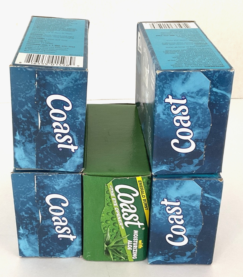 Coast Soap 5 Bars 4 oz Each Original Eye Opener 4 Classic Scent 1 Emerald Burst
