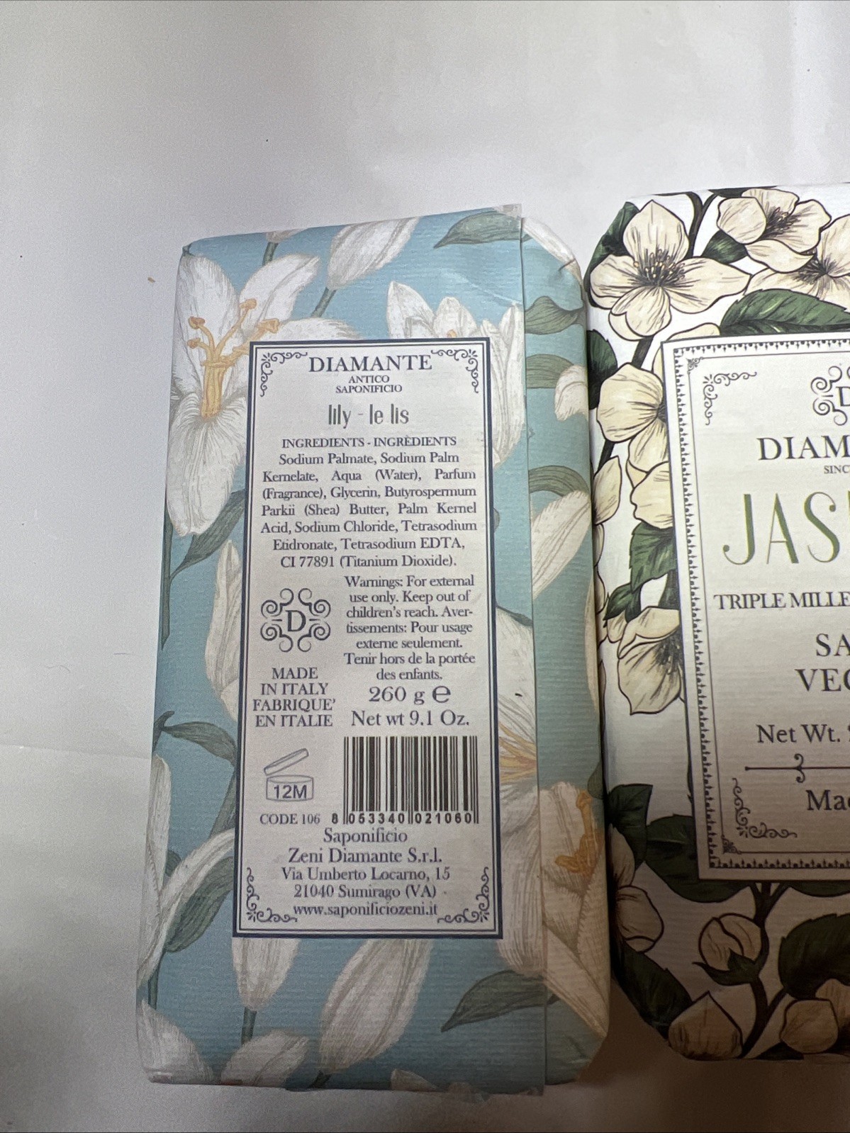 Diamanté Jasmine And Lily Soaps Made In Italy 9.1 Oz