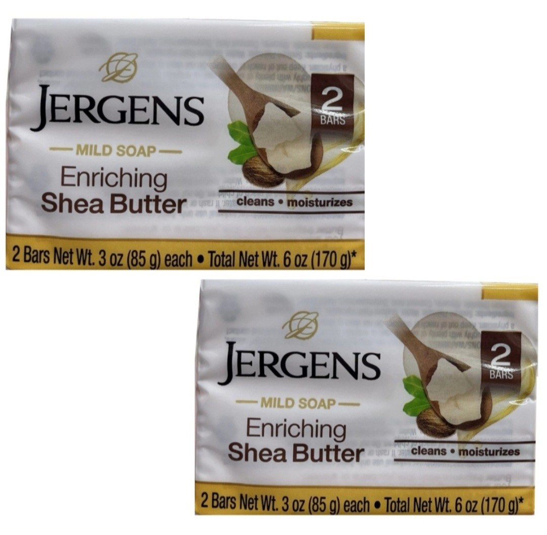 NEW! JERGENS (4-BARS) 3 Oz. (85 g) 🟡🫧 ●SHEA BUTTER● ~Enriched~ Mild Soap🫧.