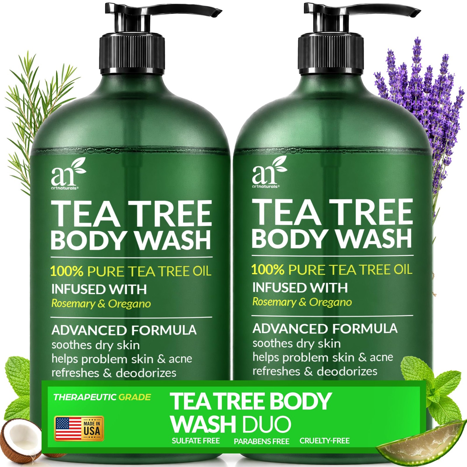 Artnaturals Tea Tree Body Wash 16 fl oz (2 Pack) – Extra 16 Fl Oz (Pack of 2)