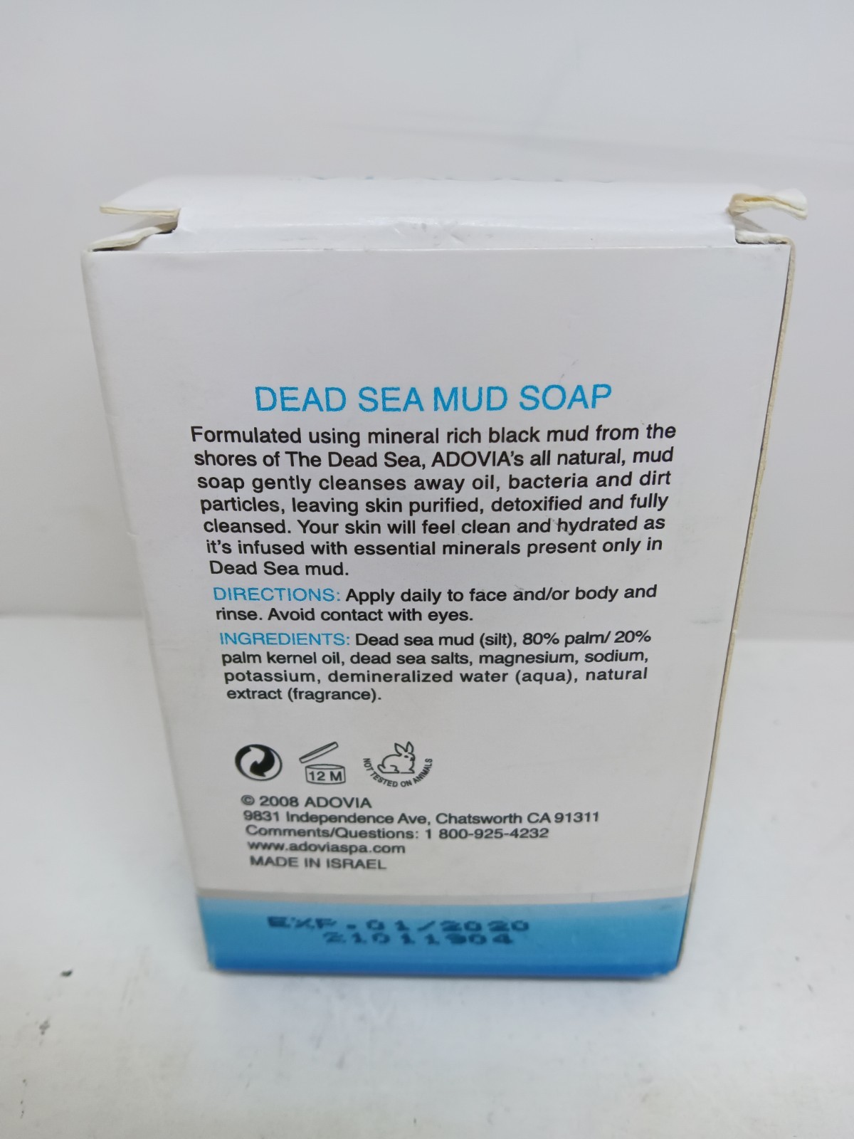 Adovia Natural Dead Sea Mud Soap 4.4 Oz New Rare Discontinued