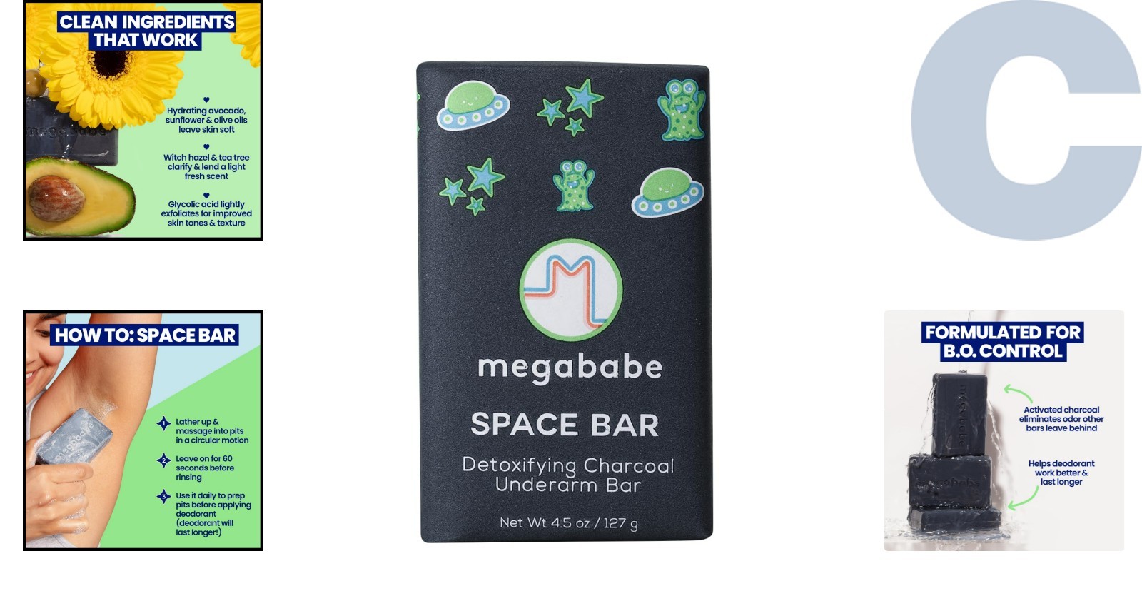 Space Bar Detoxifying Charcoal Soap – 4.5 oz Tea Tree Scent for Odor Control