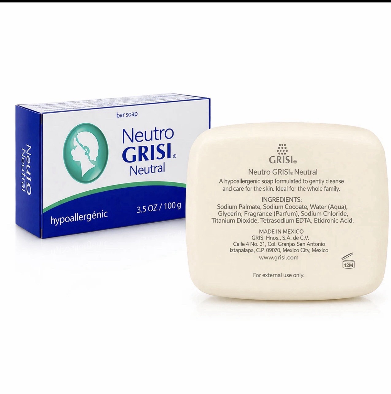 6 Pack Neutral Soap, Jabon Neutro, Grisi 3.5 Oz. X 6 Units