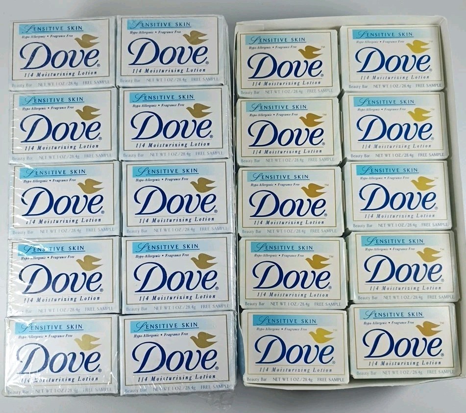 Vintage Dove Sensitive Skin 1/4 Moisturizing Lotion Bar Soap 50 pcs 1oz Travel