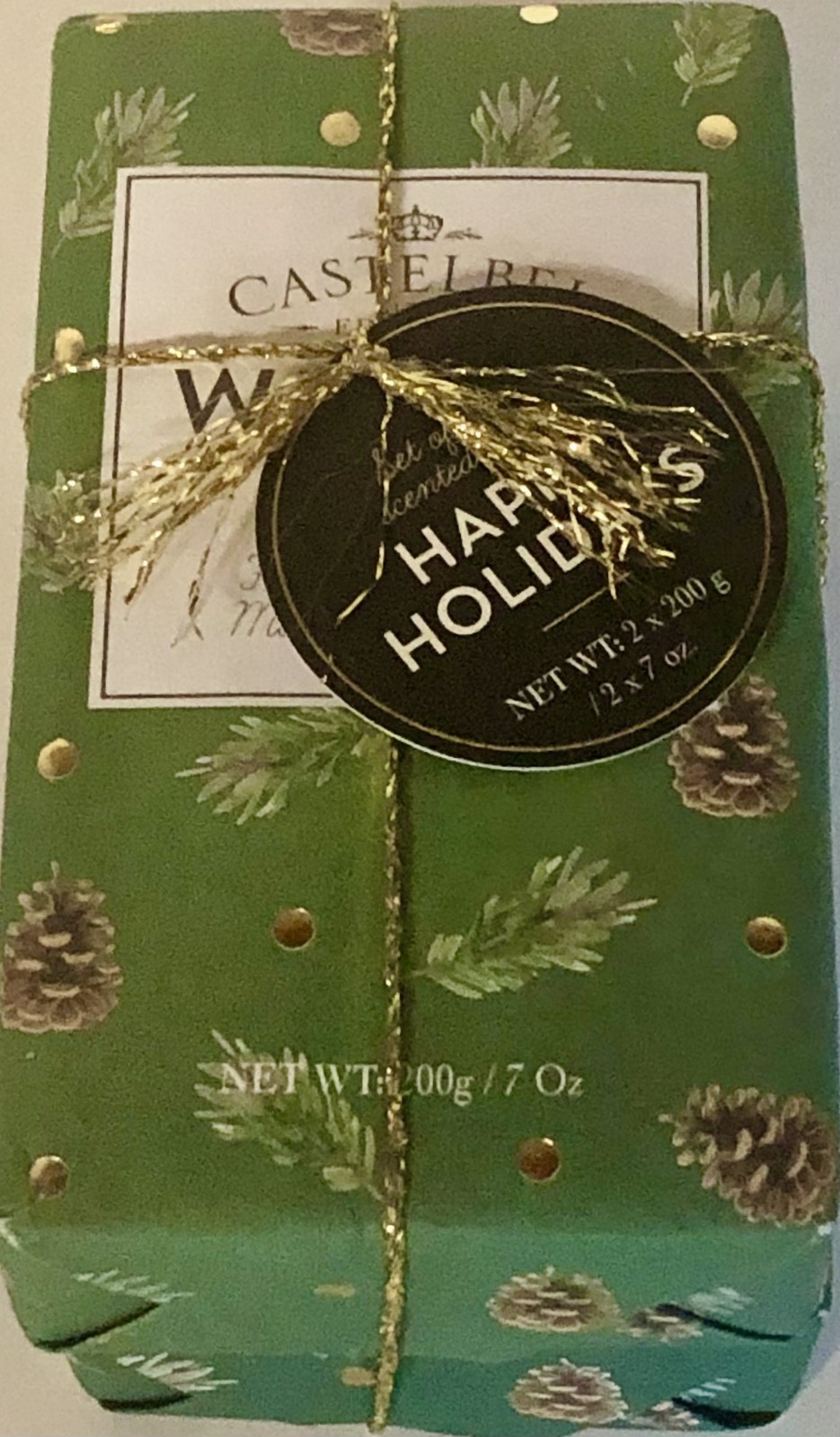 Castelbel Set of Two Scented Soap Bars Happy Holidays 2x200g/7 Oz