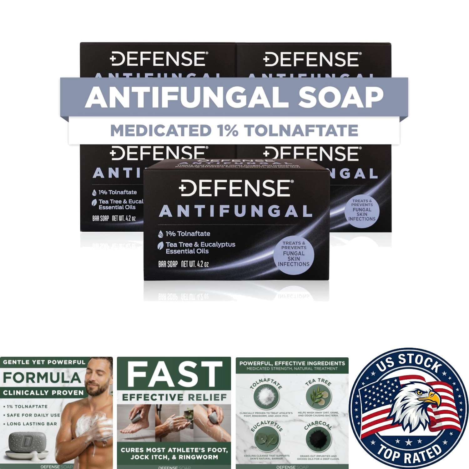 Defense Medicated Soap 5-Pack | Effective Relief for Jock Itch & Athlete’s Foot