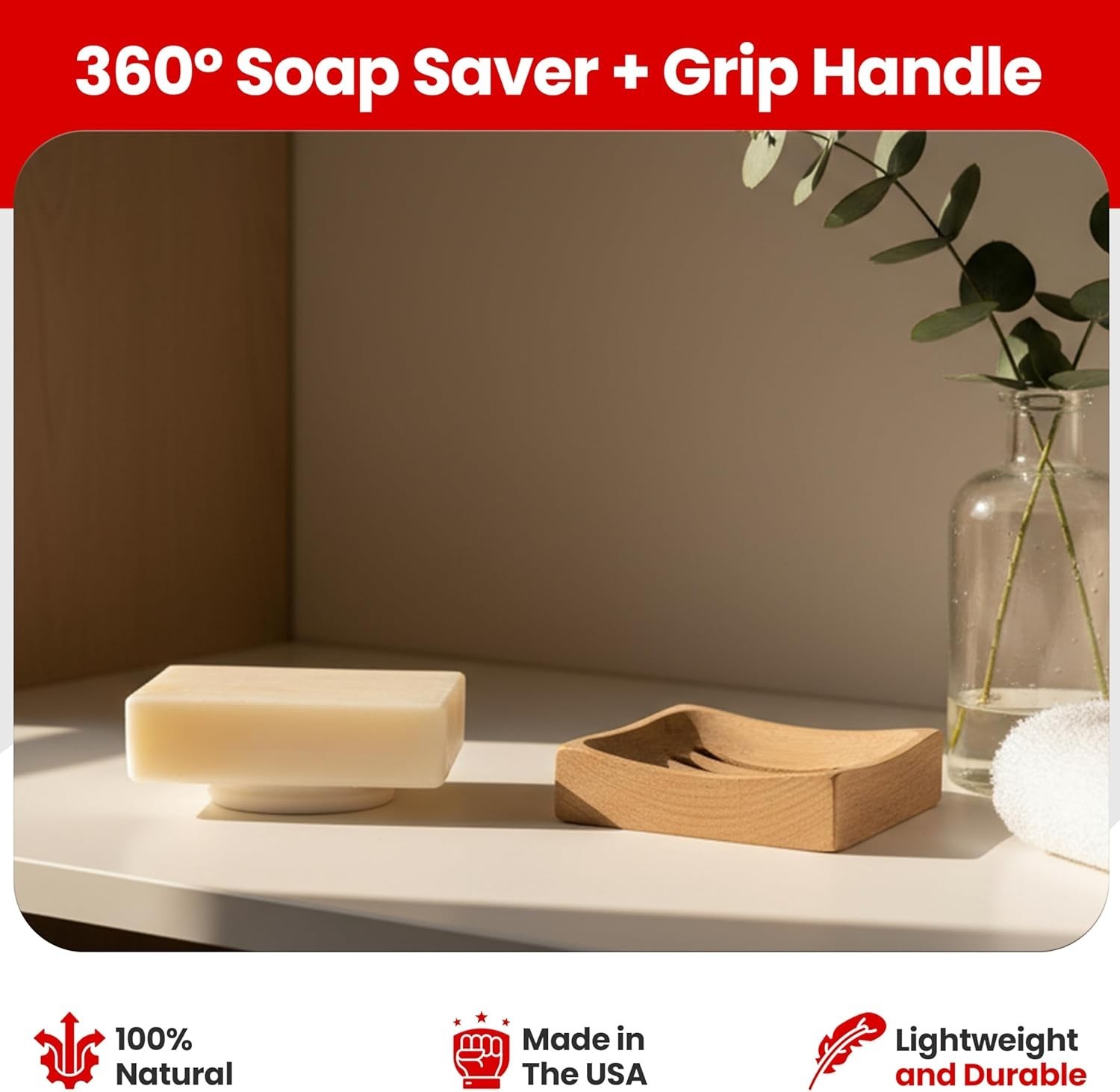 Bar Soap Gripper Pack of 2 – No Goo, Lightweight & Travel-Friendly Design