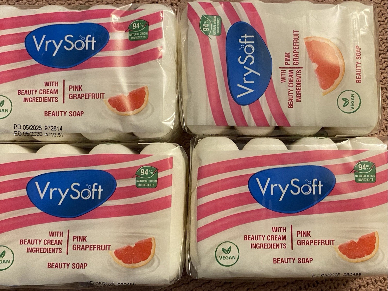 16 Bars PINK GRAPEFRUIT Beauty SOAP,w/beauty Cream Ingredients 11.28oz/pack