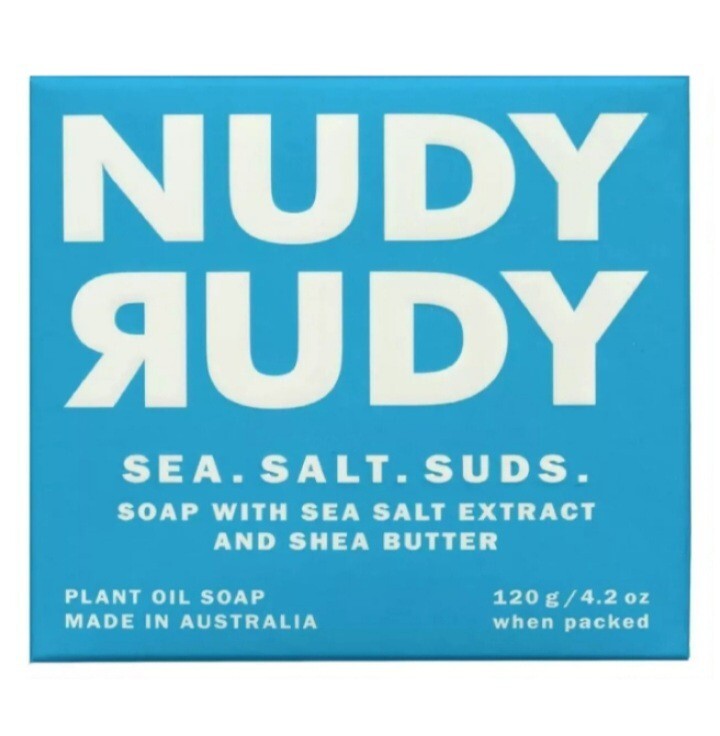 Ɣ NUDY RUDY (4.2 Oz.) Bar ●SEA. SALT. SUDS● Sea Salt Extract & Shea Butter Soap.