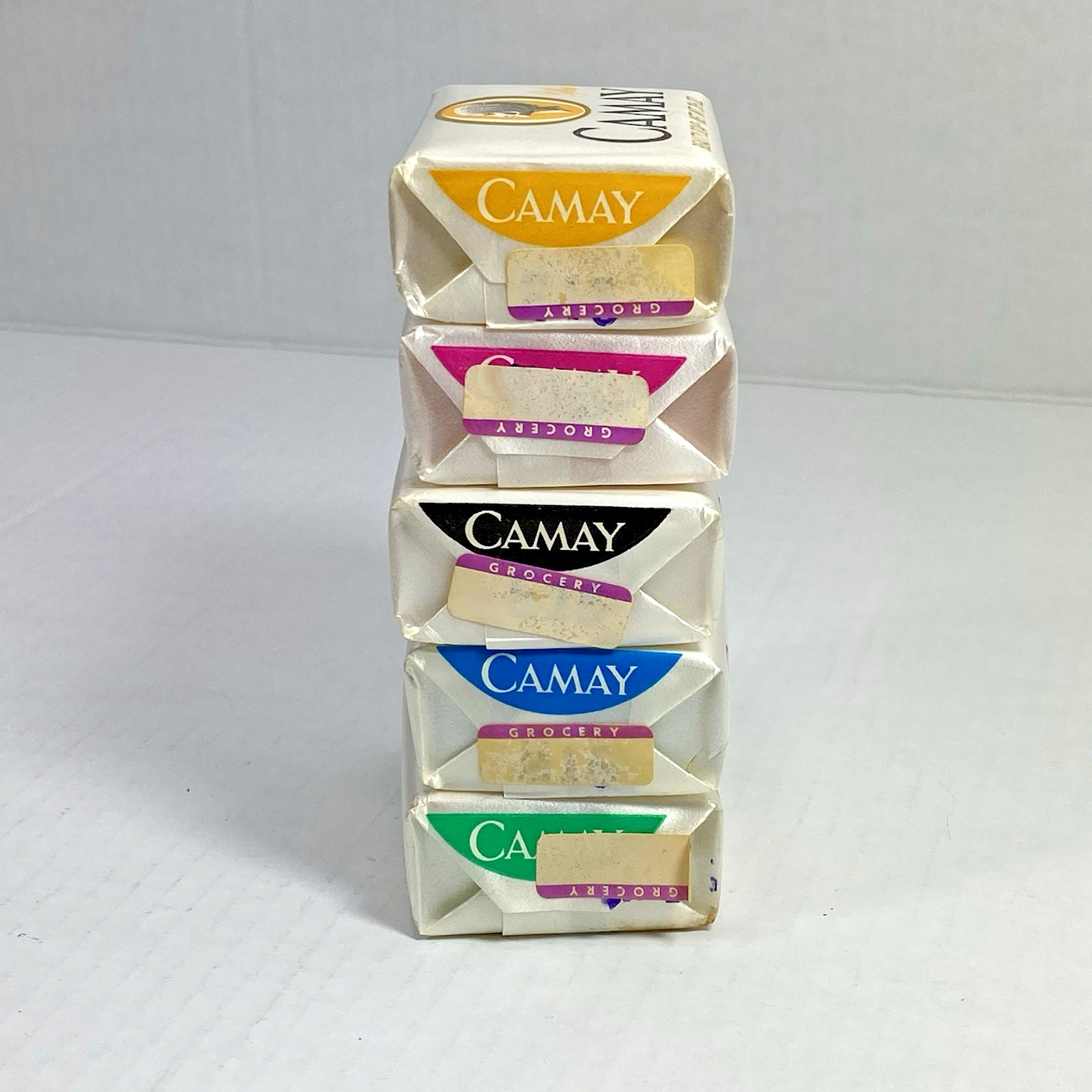 NOS 5 Vintage Camay Beauty Bar Soap Cold Cream Pink Yellow Green Blue White 3.5