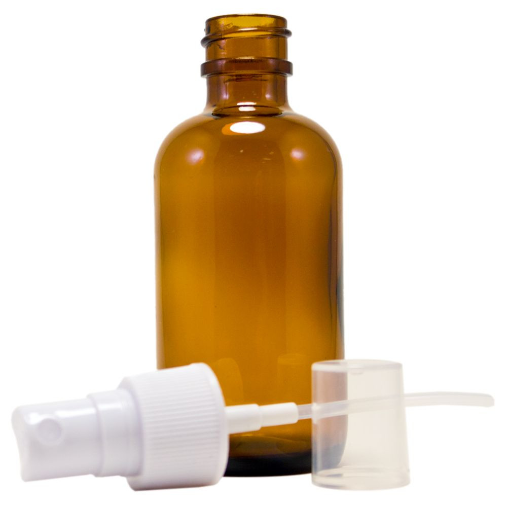 2 fl oz Amber Glass Bottle w/ White Spray Top – Pack of 2