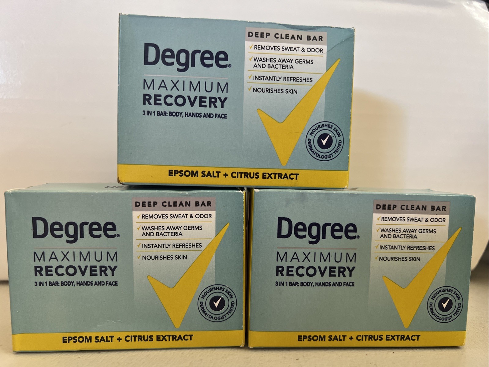 Degree Maximum Recovery- Epsom Salt + Citrus Extract 3.75 oz Bar Soap- 3 Bars