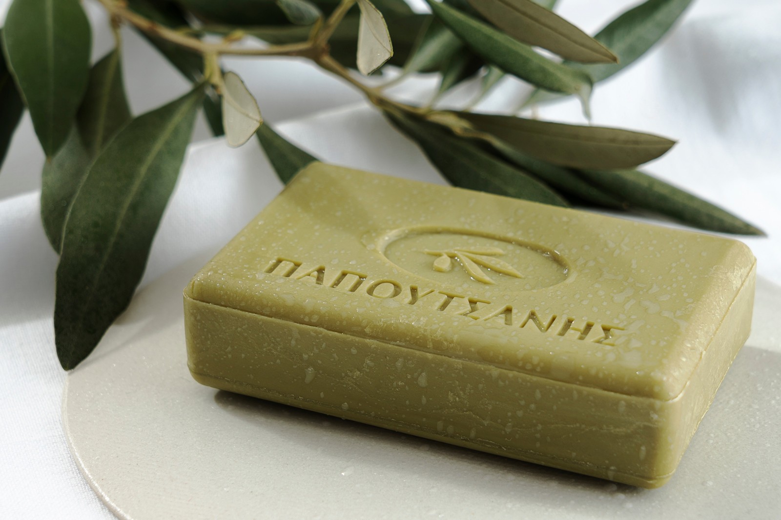 PAPOUTSANIS TRADITIONAL GREEK GREEN SOAP PURE OLIVE OIL 4x125gr FACE/BODY/HAIR