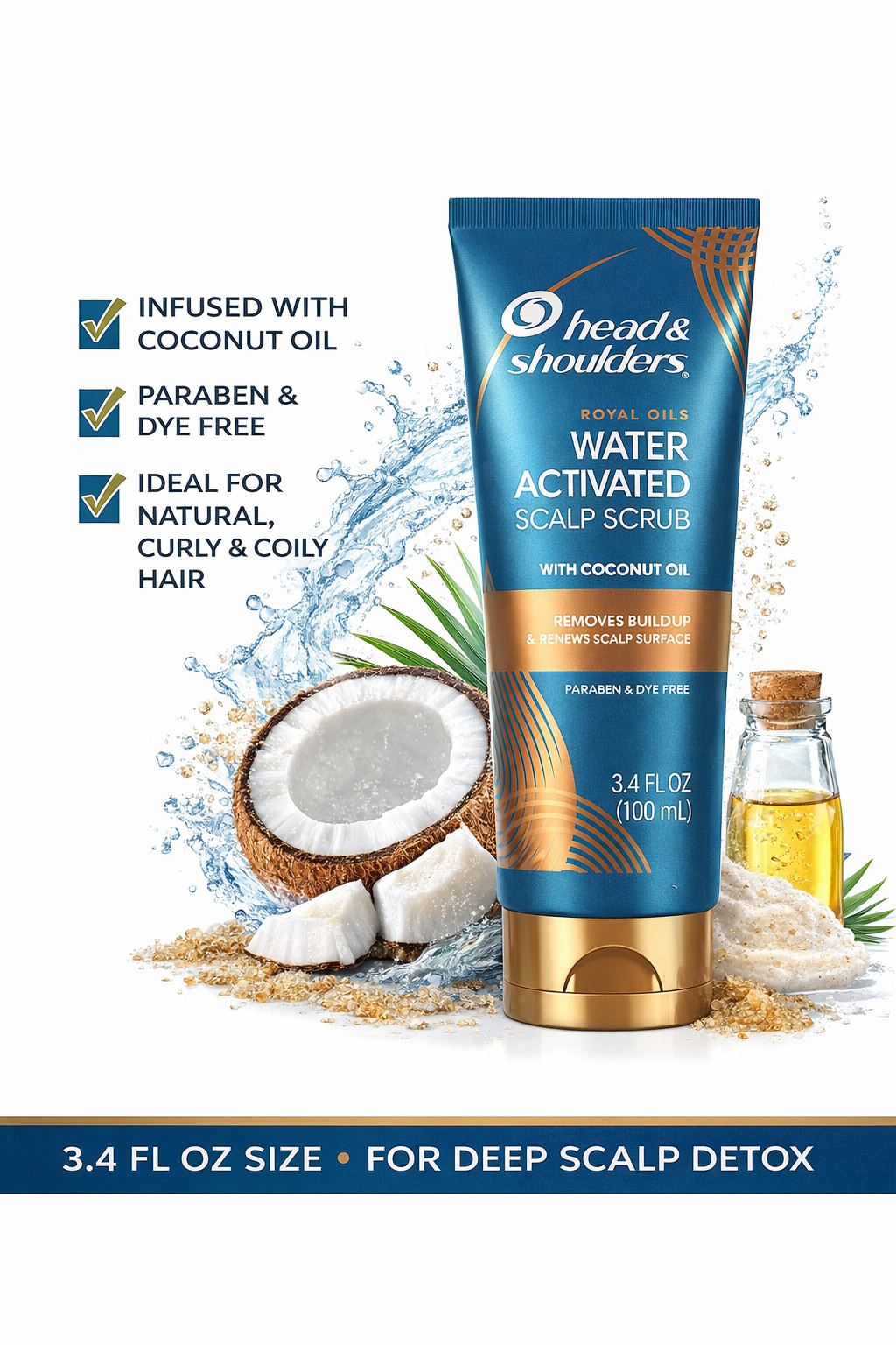 Lot of 70 Head & Shoulders Royal Oils Water Activated Scalp Scrub w/Coconut Oil