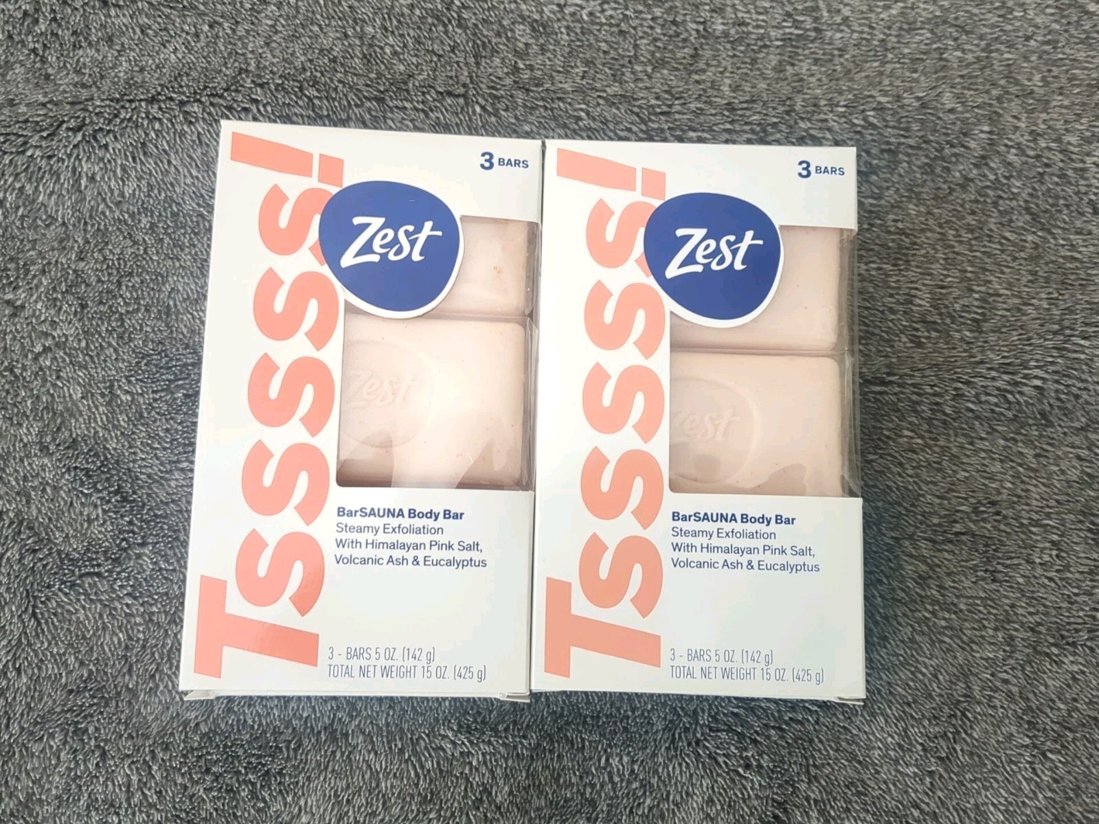 (2) Zest ®️ Tsssss! SAUNA Body Bar Steamy Exfoliation ( 3 Bars) Each Pack