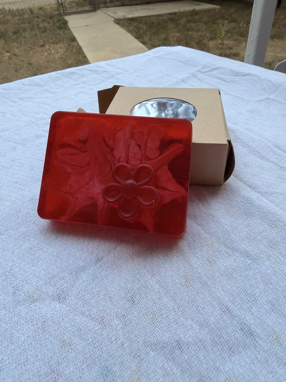 Red Floral Embossed Rectangular Body Bar Soap for Body & Hands