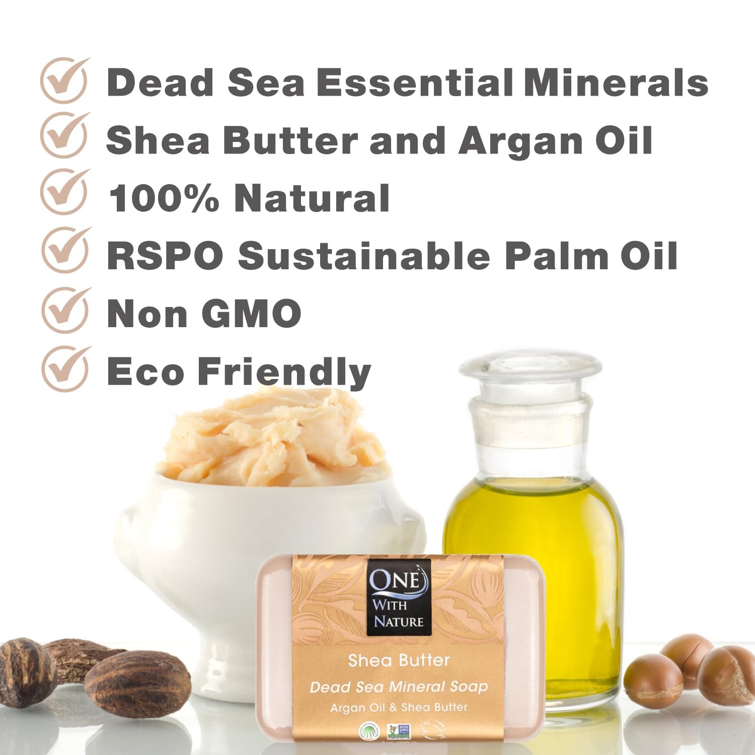 One With Nature Dead Sea Salt Shea Butter Soap 4oz 3Pk-Dead Sea Salt for Face