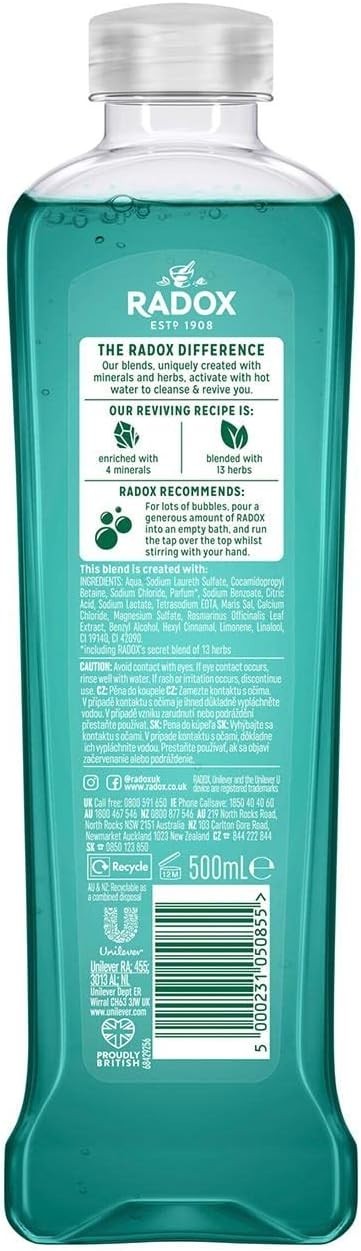 Radox Bath Therapy Stress Relief 500ml – Herbal Scent, Relaxing Soak for Adults