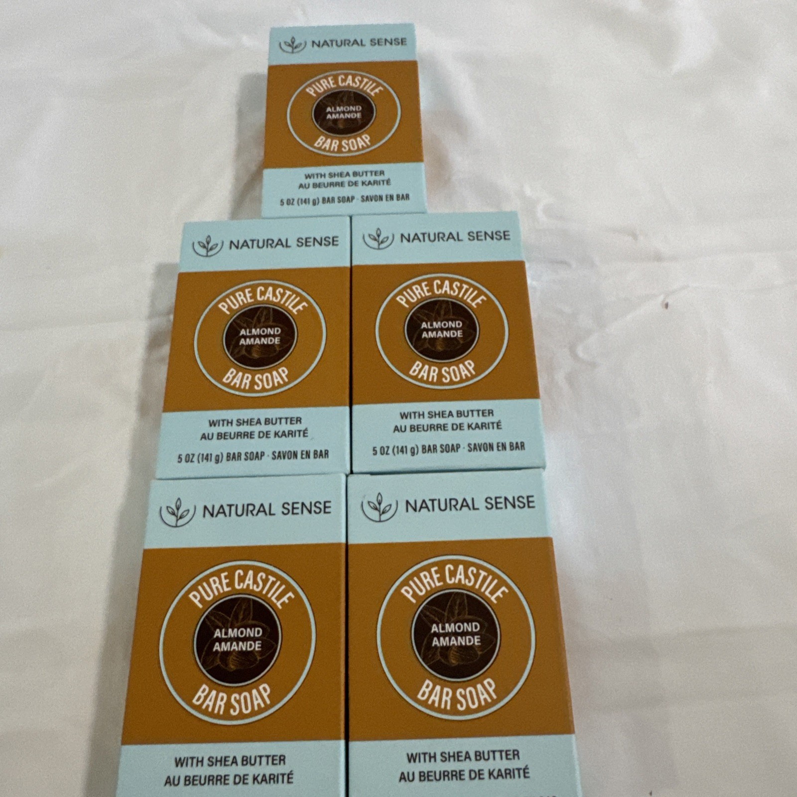 Natural Sense Pure Castile Almond Bar Soap Plant Based 5 oz (141g) ~ 5 Pack