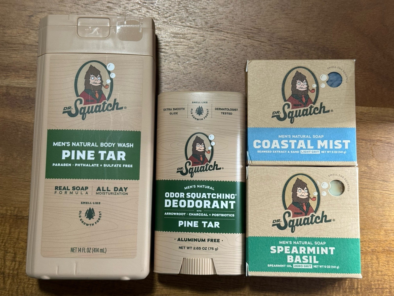 Dr Squatch Natural Bar Soap Pine Tar Body wash, deodorant and Verity 2 bars