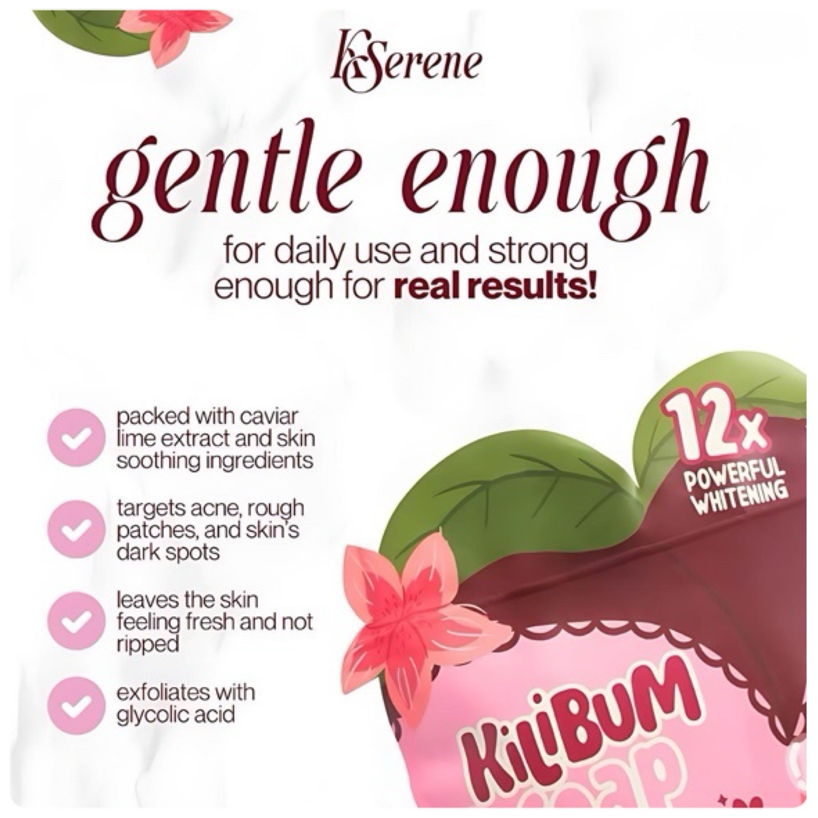 KSerene KiLiBUM Soap 70gX3 Bars + Extra White Underarm Serum Cream 30g