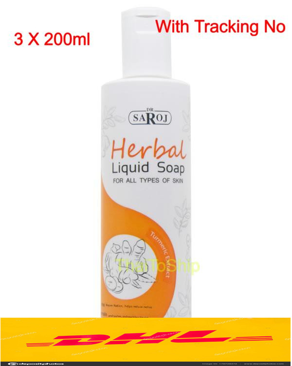 3 X 200ml Dr. Saroj Herbal Liquid Soap All Skin Types Itchy rashe or Back acne