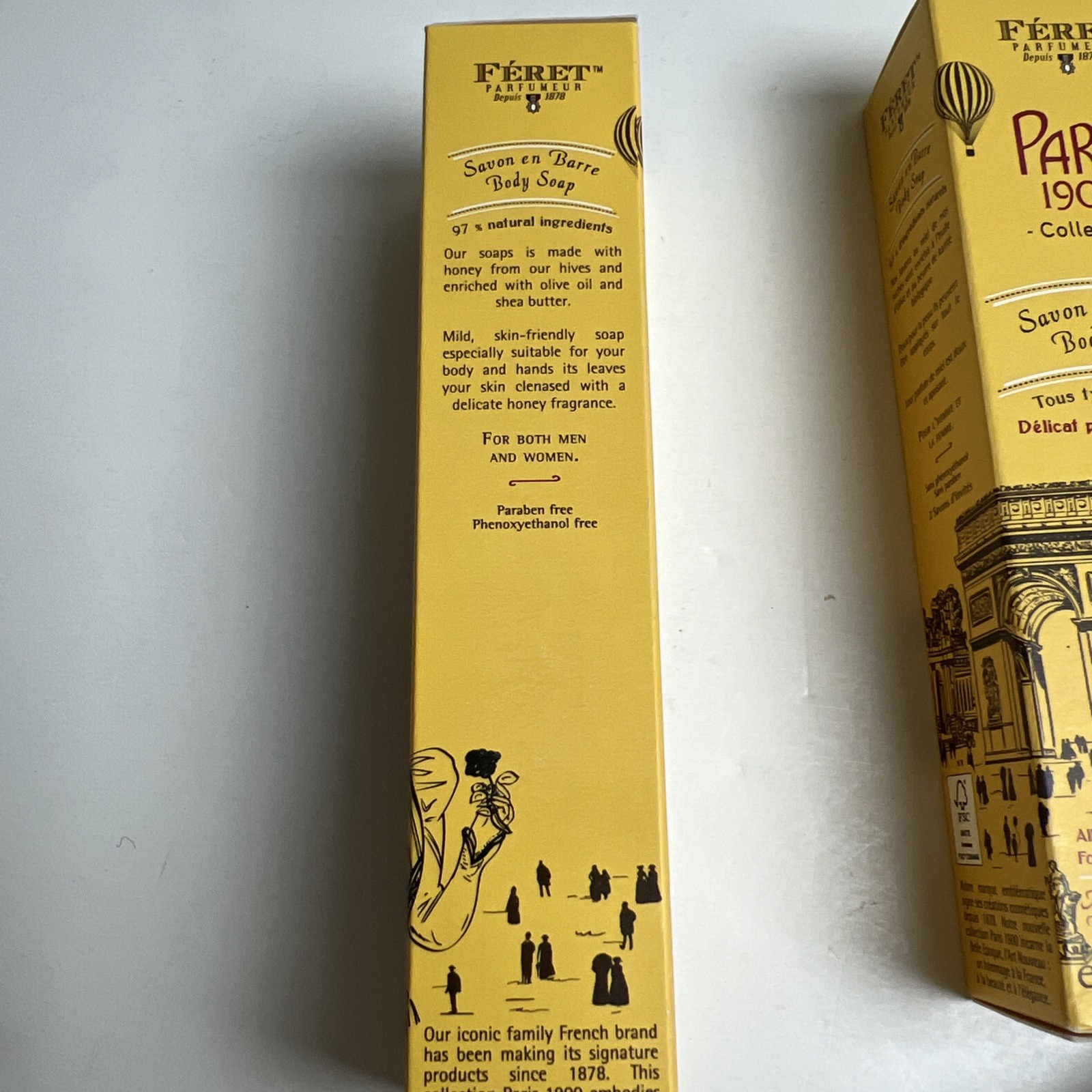 Lot Of 4 Boxes Feret Parfumeur Beauty Bar Soap Honey 2 Bars x 100 grams Each