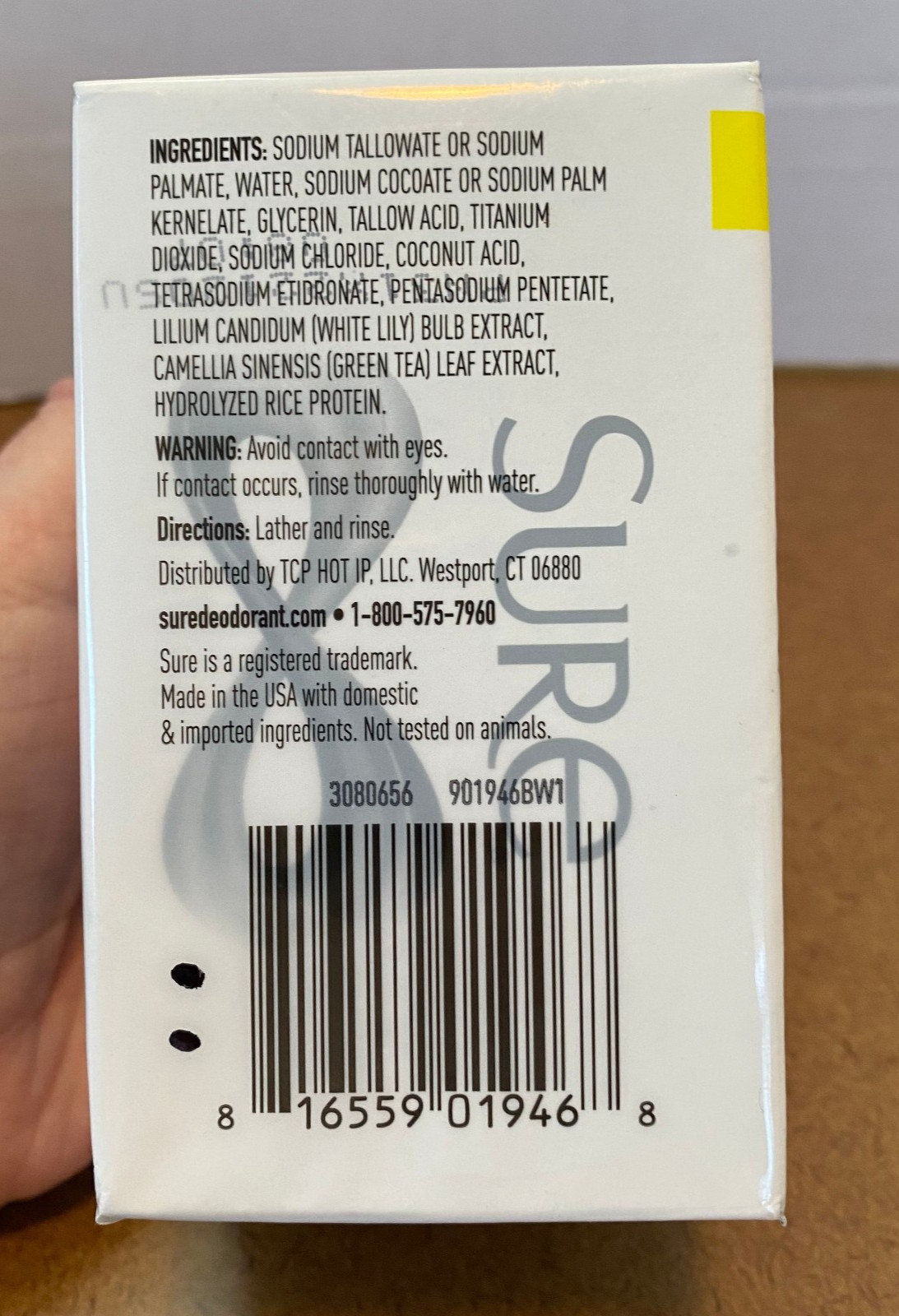 SURE 1 Pack (2 bars) of 4.12 oz UNSCENTED Deodorizing Soap-factory sealed NEW