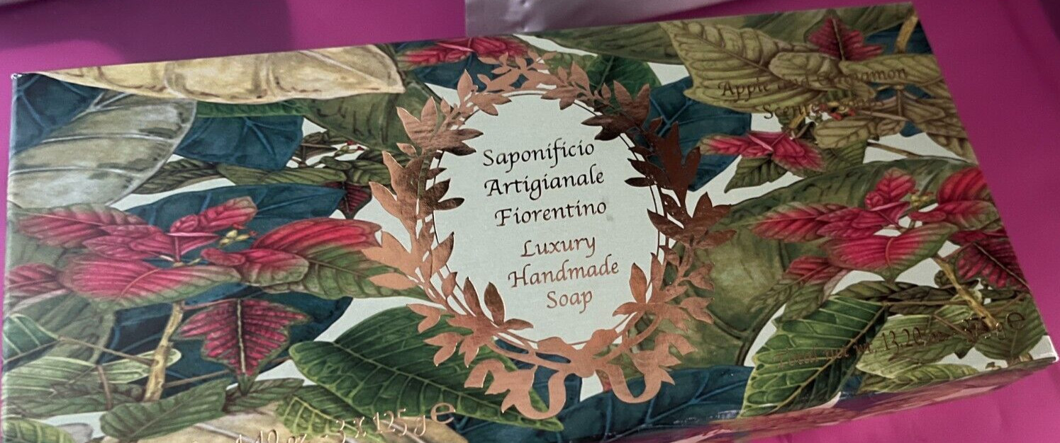 SAPONIFICIO ARTIGIANALE LUXURY HANDMADE SOAP APPLE&CINNAMON BOX WITH 3,SOAP 4.40