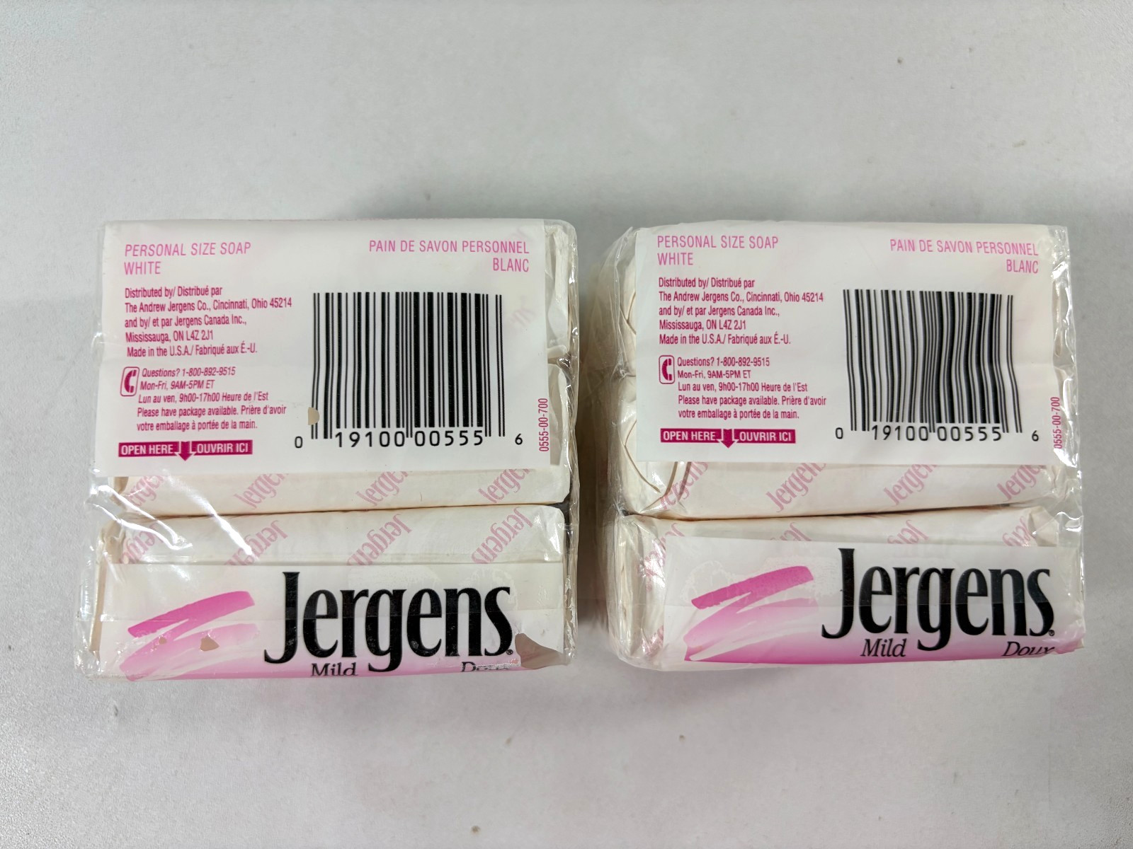 Vintage Jergens Mild Soap Bars White 6 Personal Size Bars (3 Oz Each) Total 18oz