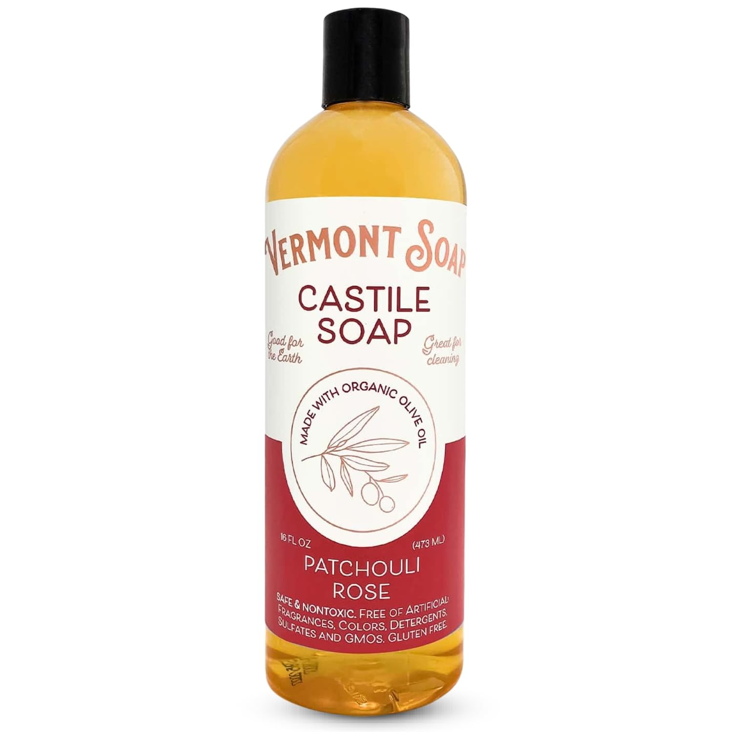 Vermont Castile Soap Patchouli Rose, Gentle Liquid Soap for Sensitive Skin & …