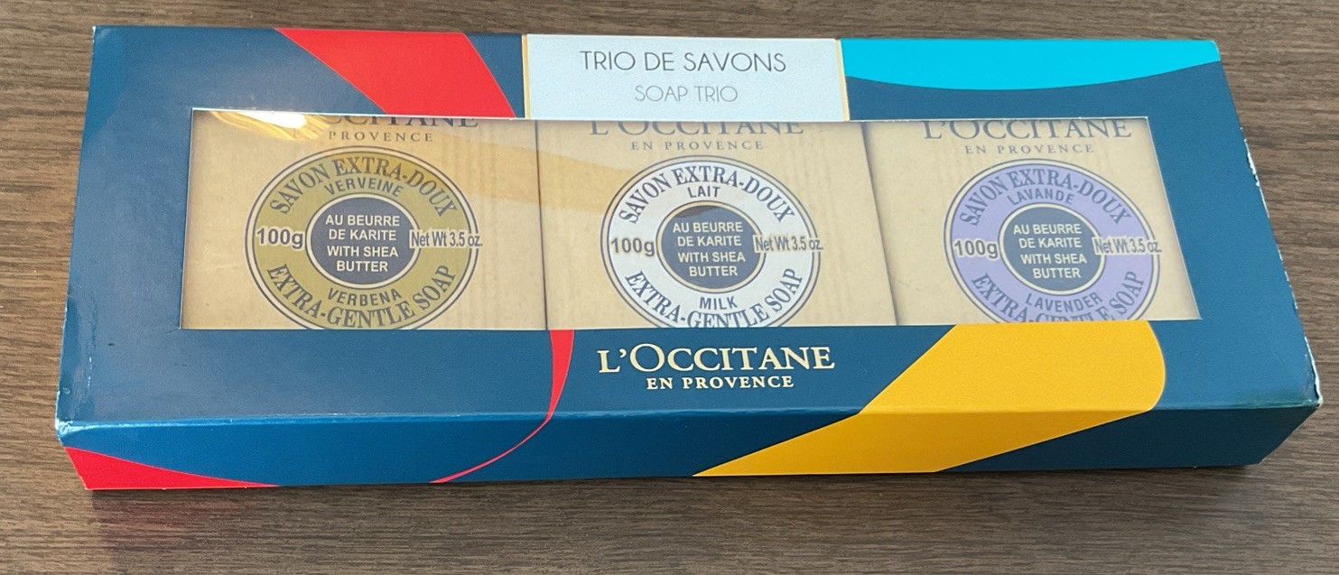 3 Bars L’Occitane Shea Butter Soap Trio Lavender ~ Milk ~ Verbena Gift Pack NIP