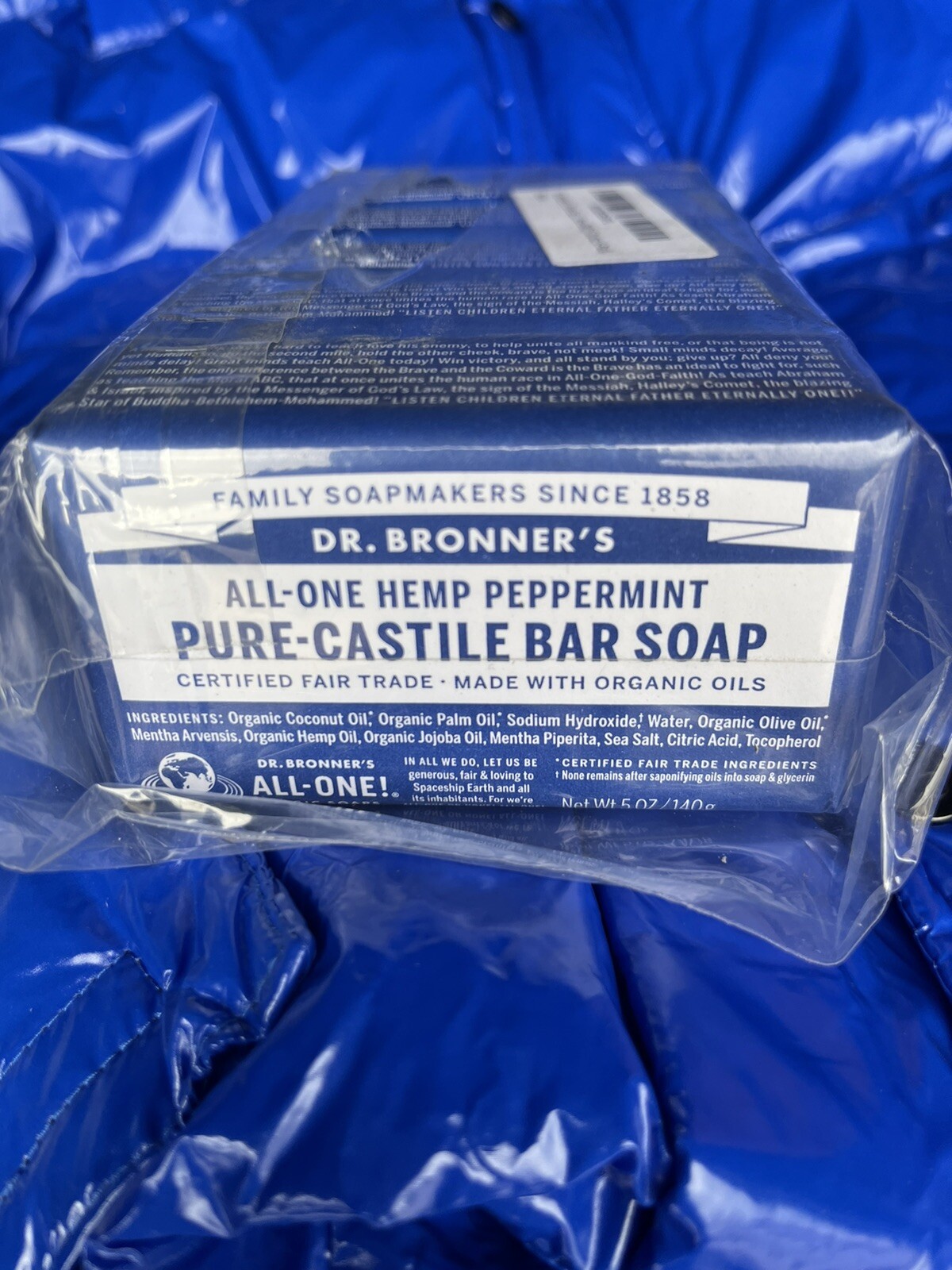 6x Dr Bronners All One Hemp Peppermint Pure Castile Bars Soap w Organic Oils