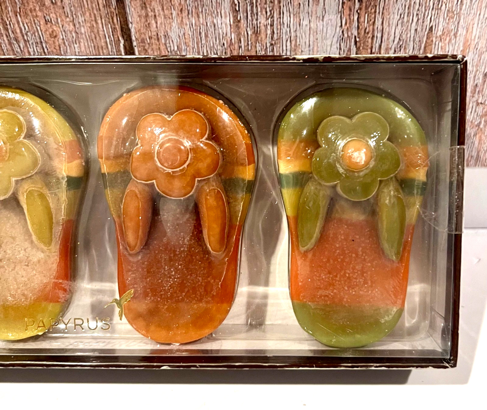 Vintage Papyrus Flip Flop Sandal Glycerin Soap Fall Autumn Colors 4 Pack Set