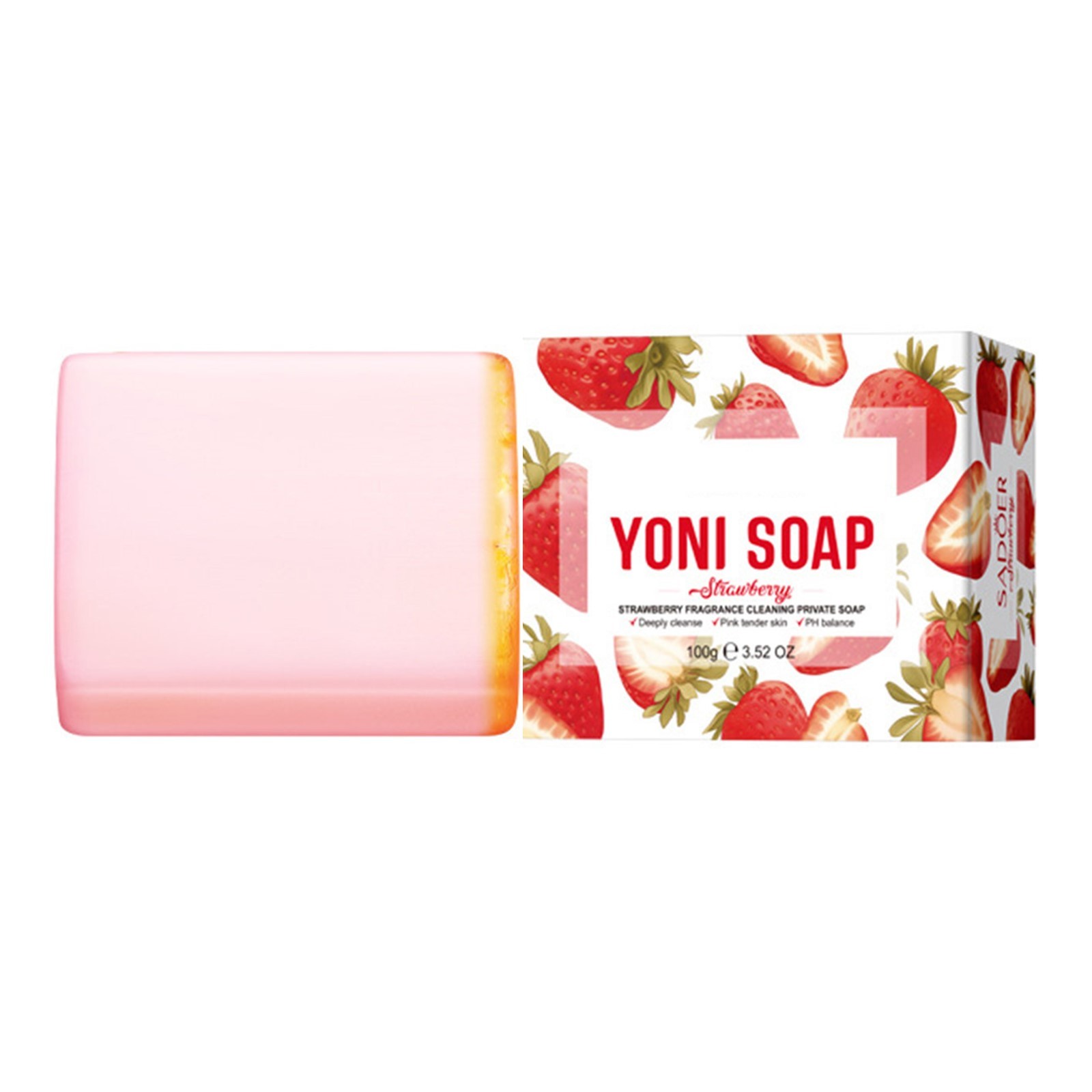 Women Soap With Foaming Net For Private Personal Care Strawberry-Scented 100g
