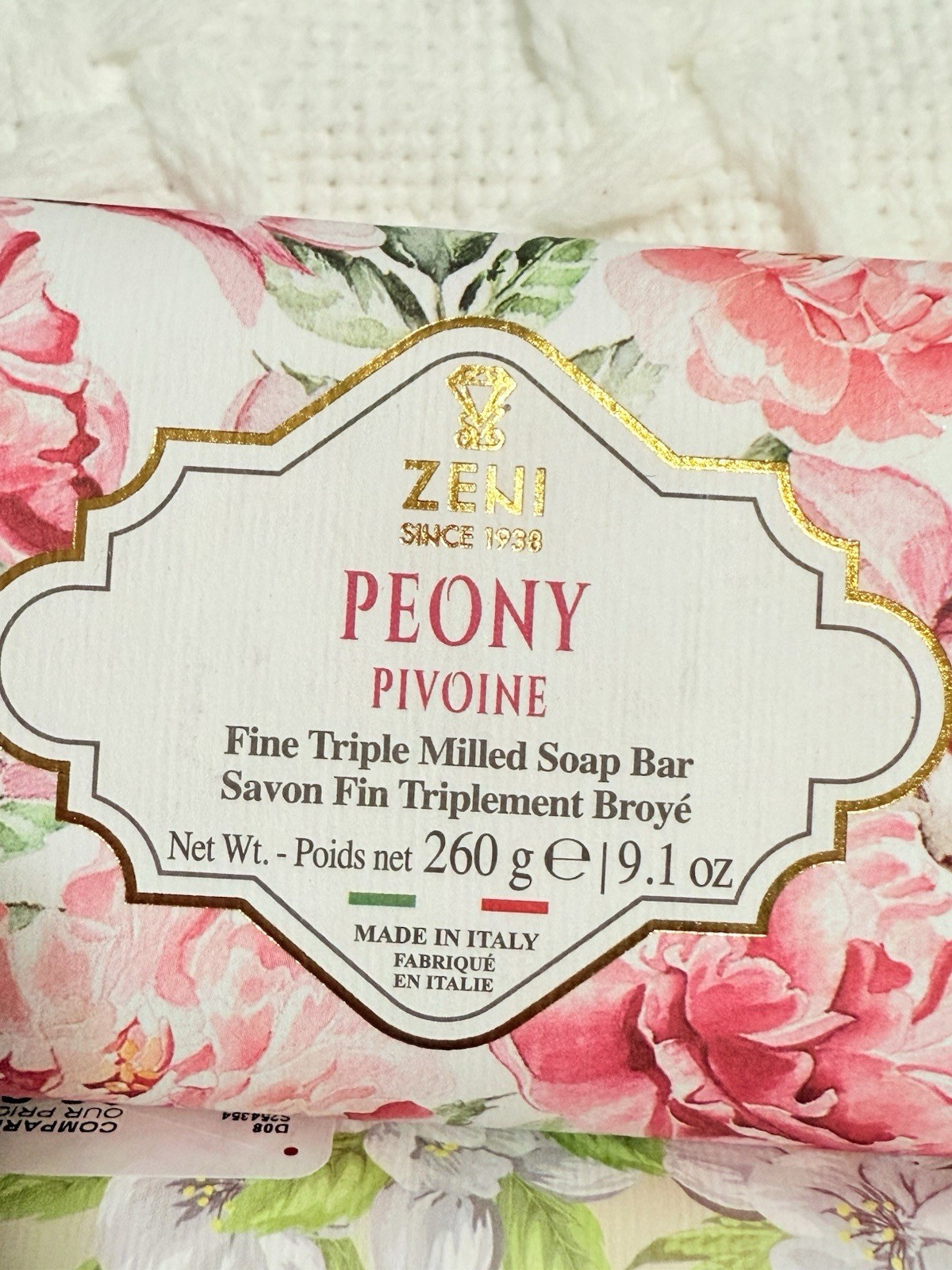 2 pcs ZENI Scent :Peony & Jasmine Fine Triple Milled ITALIAN Soap Bar 9.1 Oz