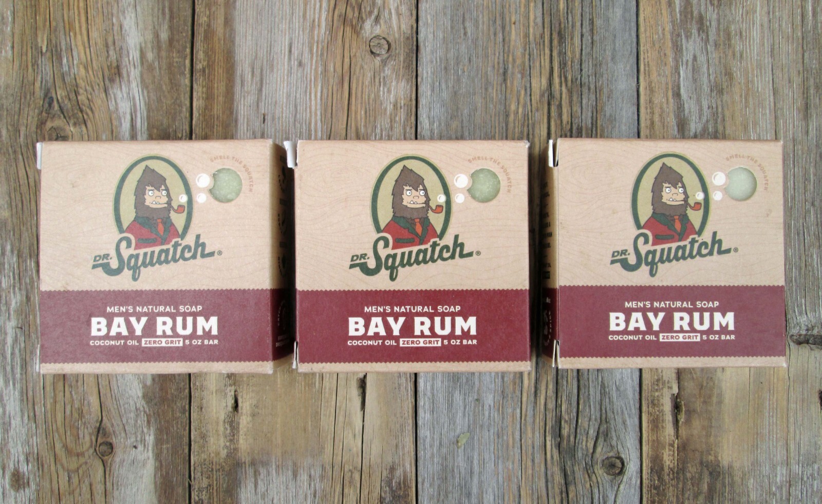 Dr. Squatch Lot 3 All Natural Bay Rum 5 oz. Bar Soap for Men Zero Grit Coconut