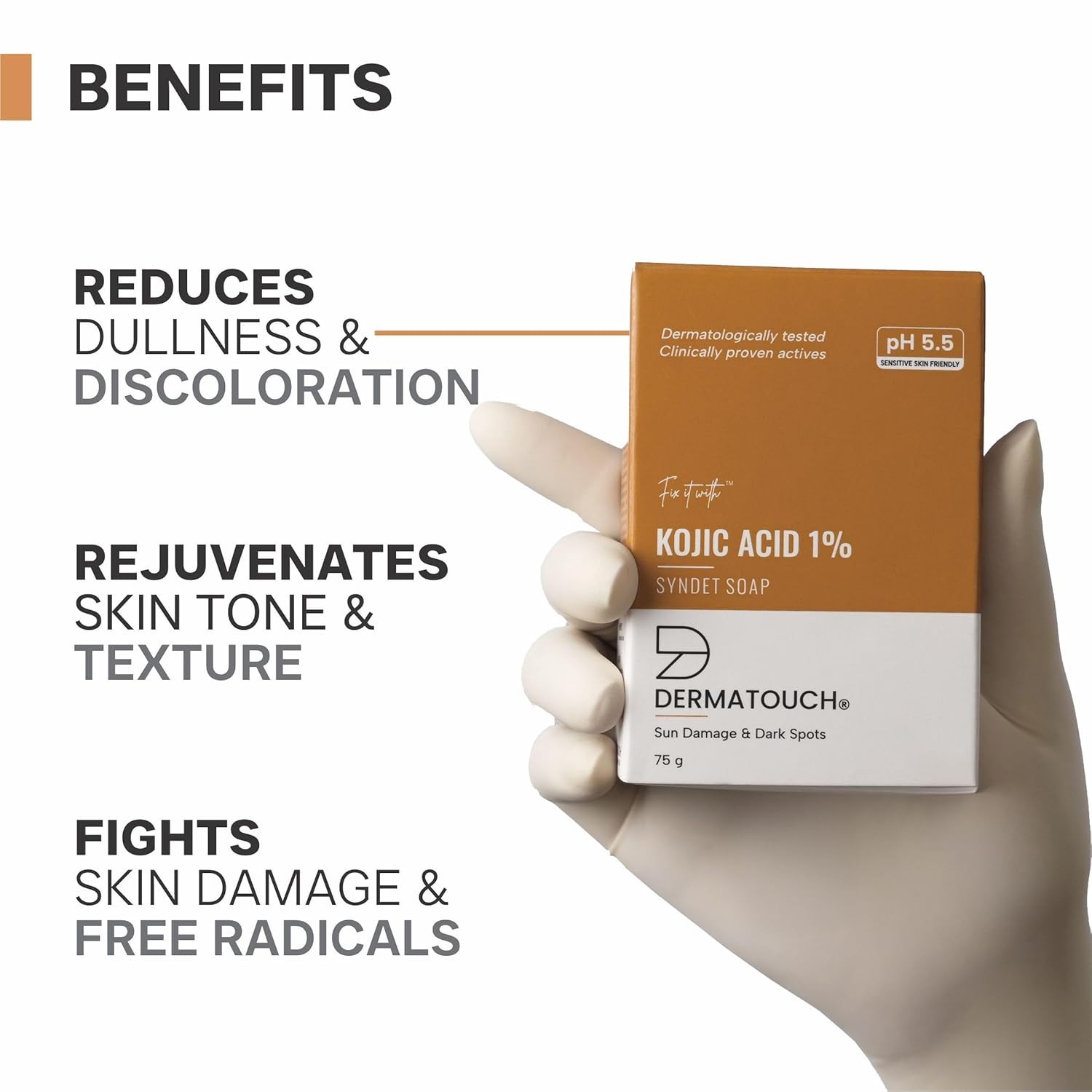 DERMATOUCH Kojic Acid 1% Soap with Glutathione For Pigmentation 75g x 2