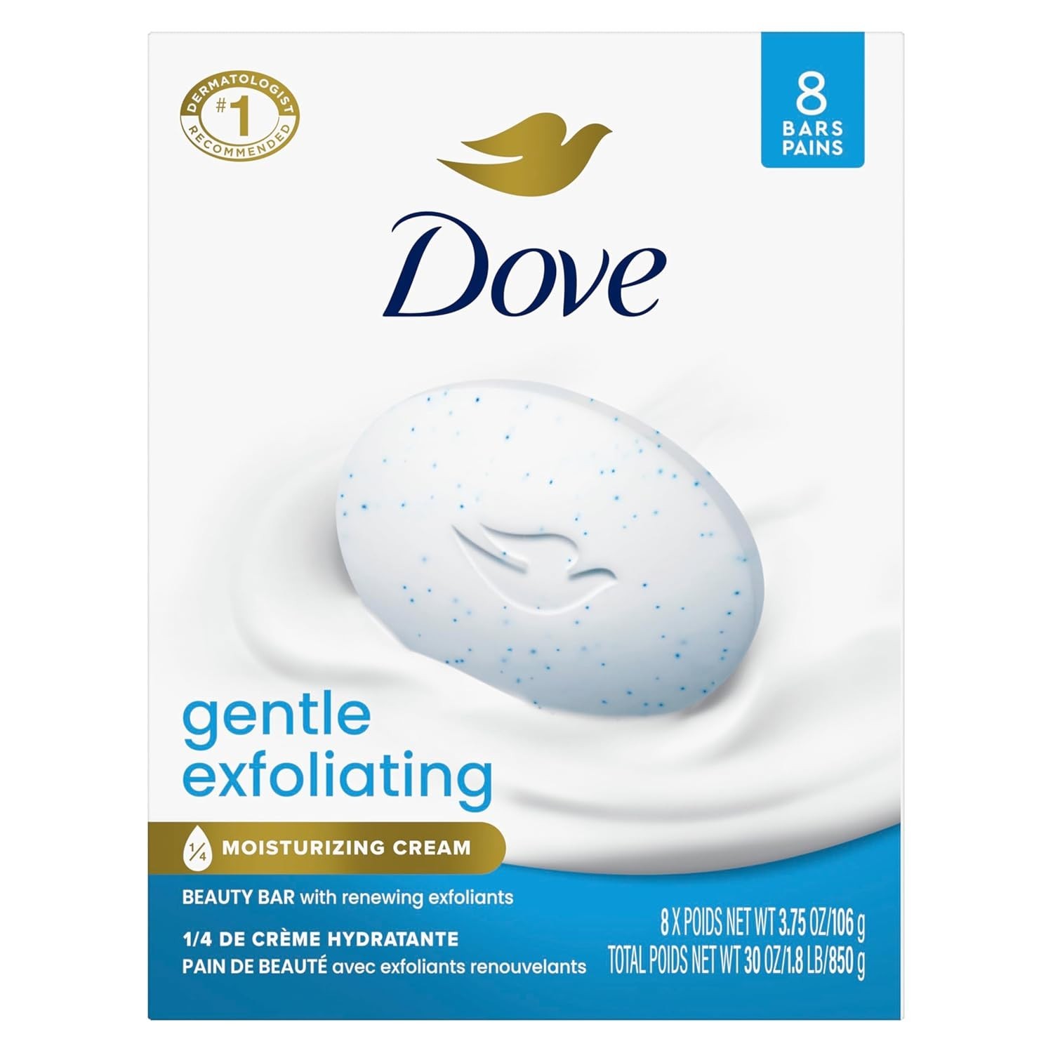 8-Pack Gentle Exfoliating Beauty Bar Soap for Radiant, Soft Skin – 3.75 oz Bars