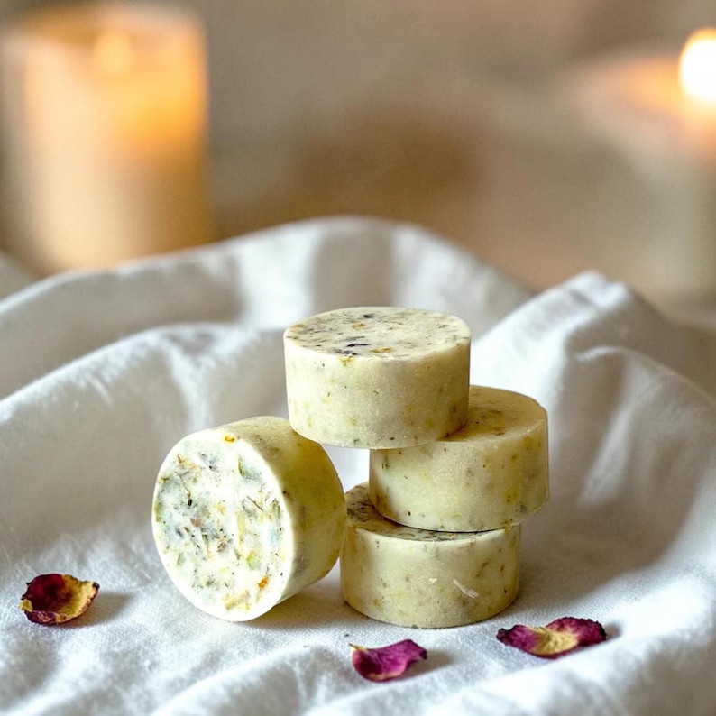Shea Butter Botanical Sugar Scrub Rounds – 4pc Rose Lavender & Lotus Spa Gift