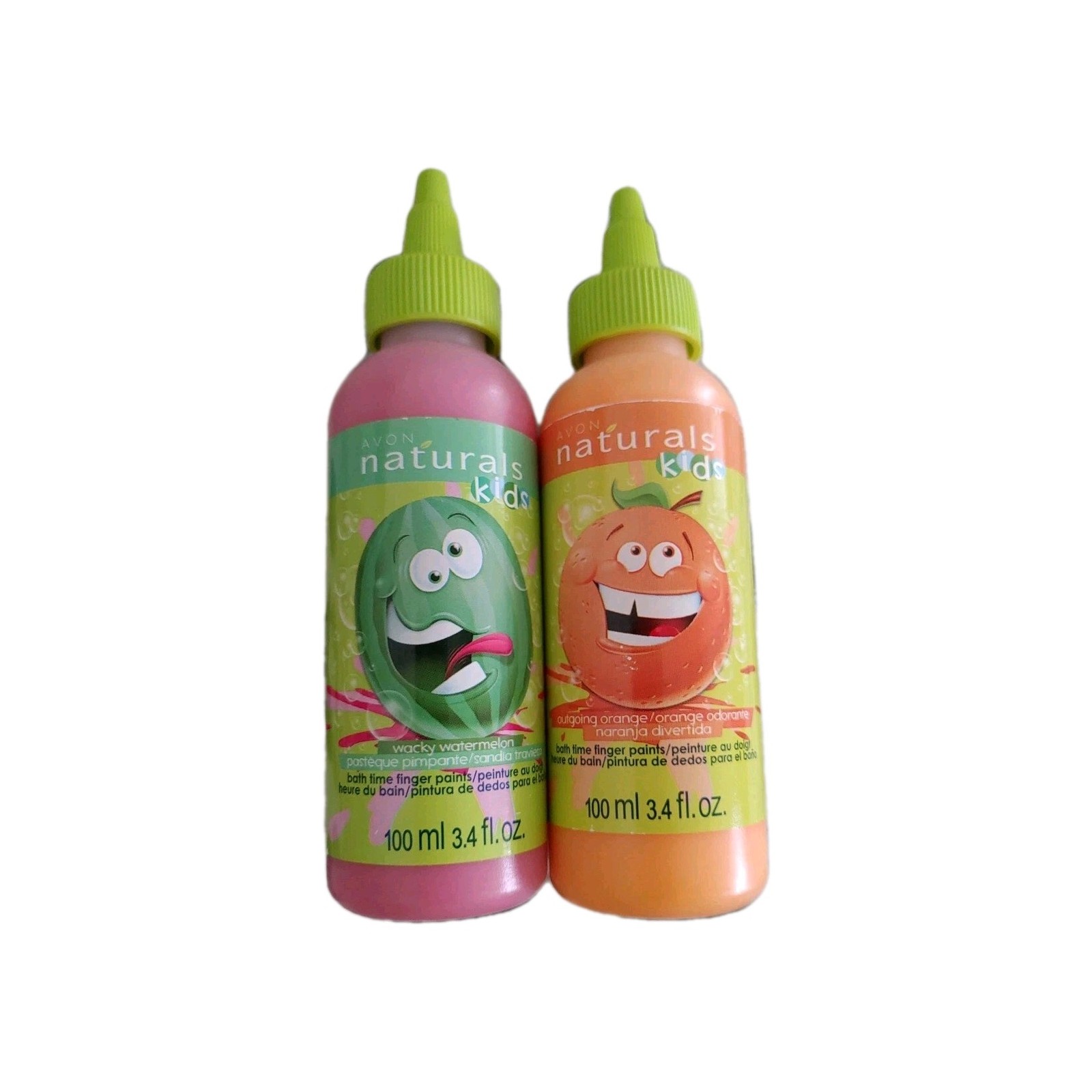 2 Kids Bath Time Finger Paints 3.4 fl oz Orange – Red- Avon – Naturals Fast Ship