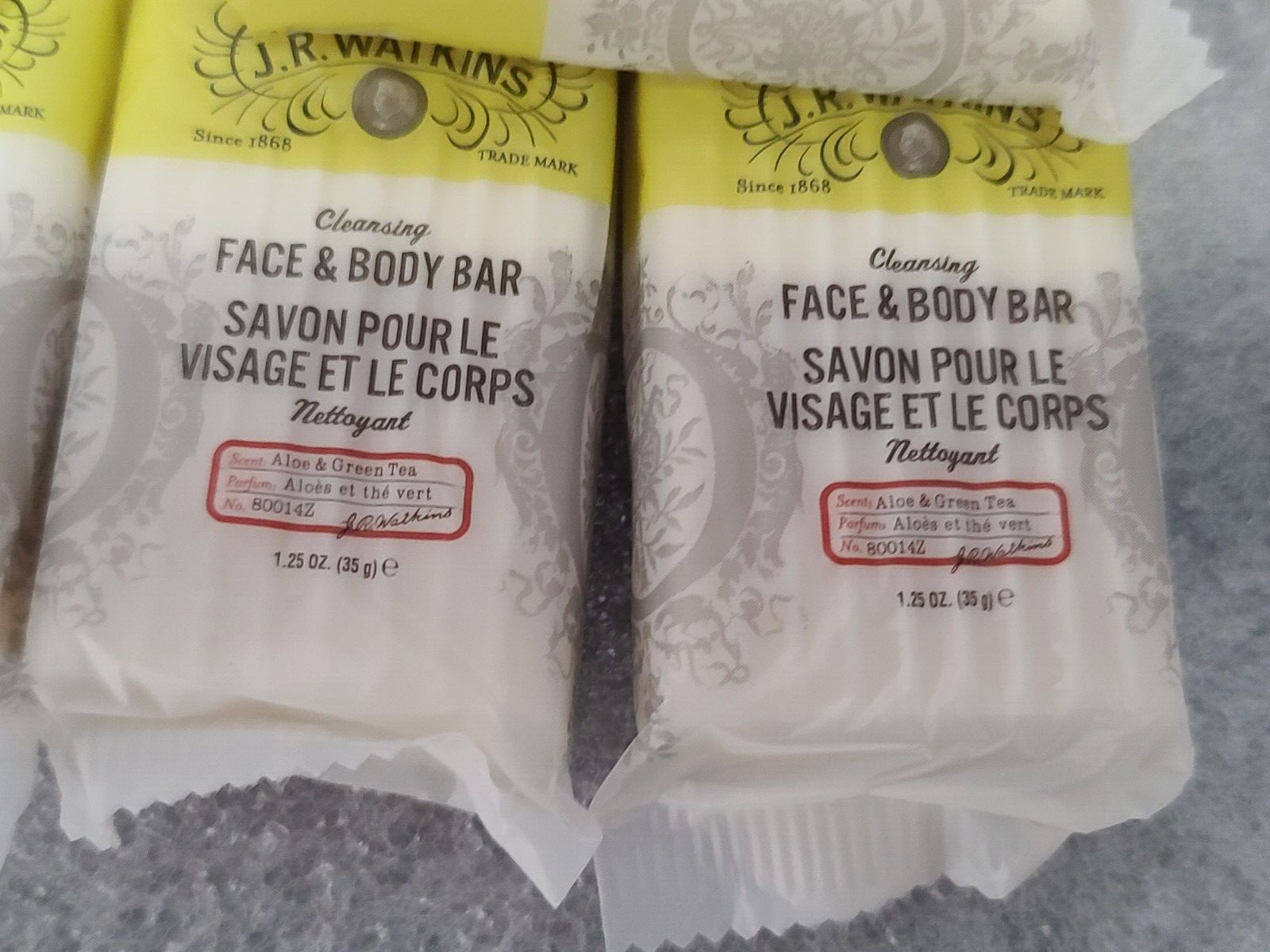 Lot of 10) JR WATKINS Face Body Bar Aloe Green Tea Travel Size 1.25oz Soap Bars