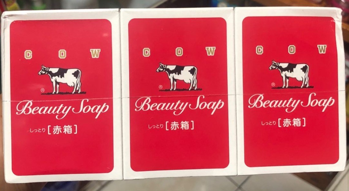 3 bars [COW BRAND] Beauty Bar Soap RED Rose Scent 90g JAPAN NEW
