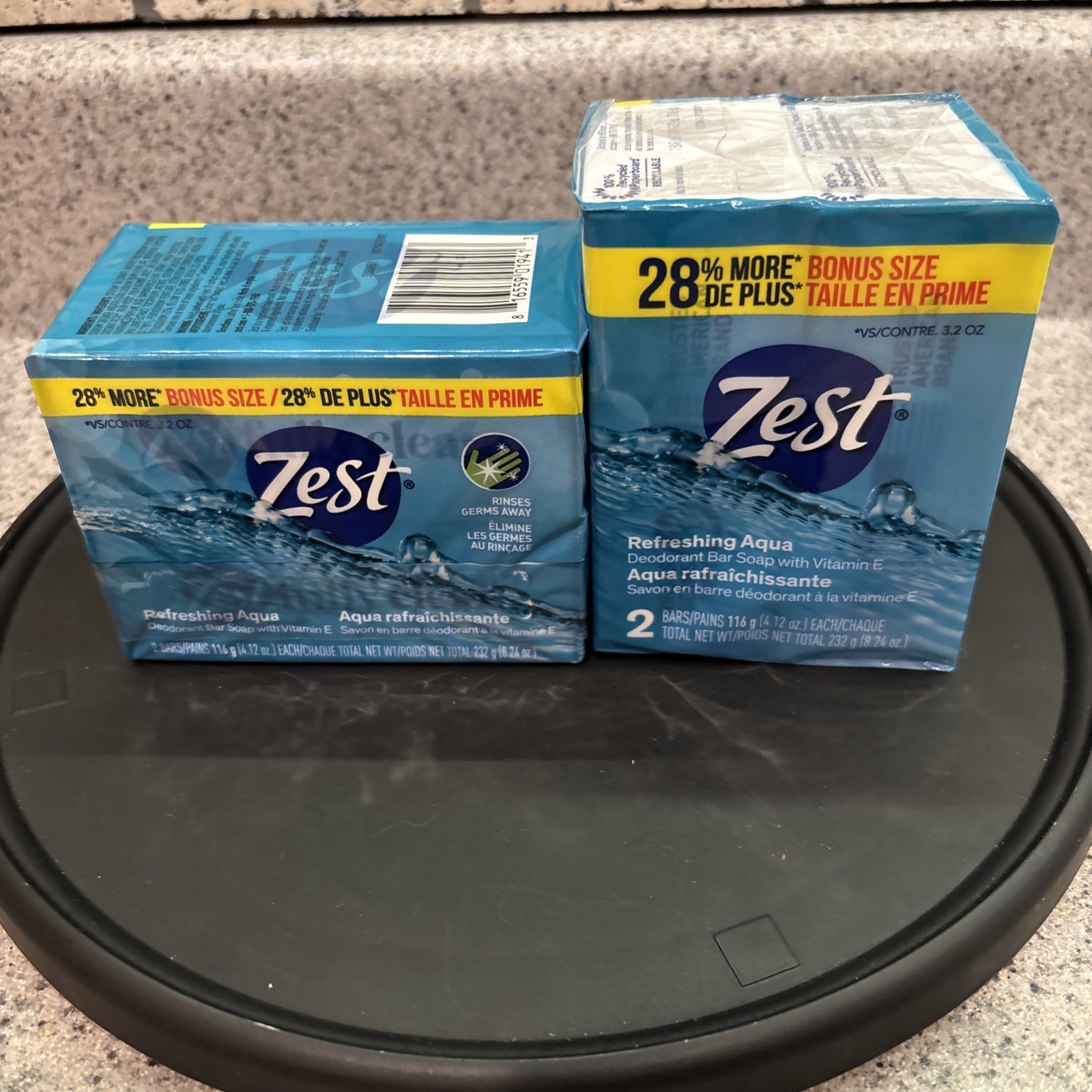 Zest Soap Refreshing Aqua Bath Bars 4.12 Ounce 2 Packs. 4 Bars.