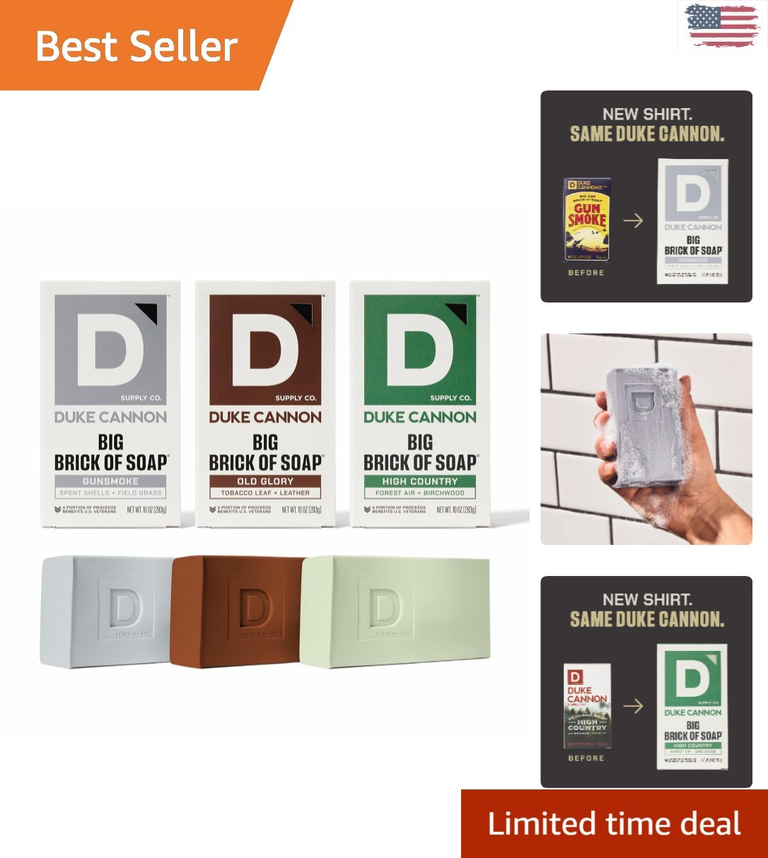Frontier 30 Big Brick Soap Variety Pack – 3 Extra Large Bars, Masculine Scents