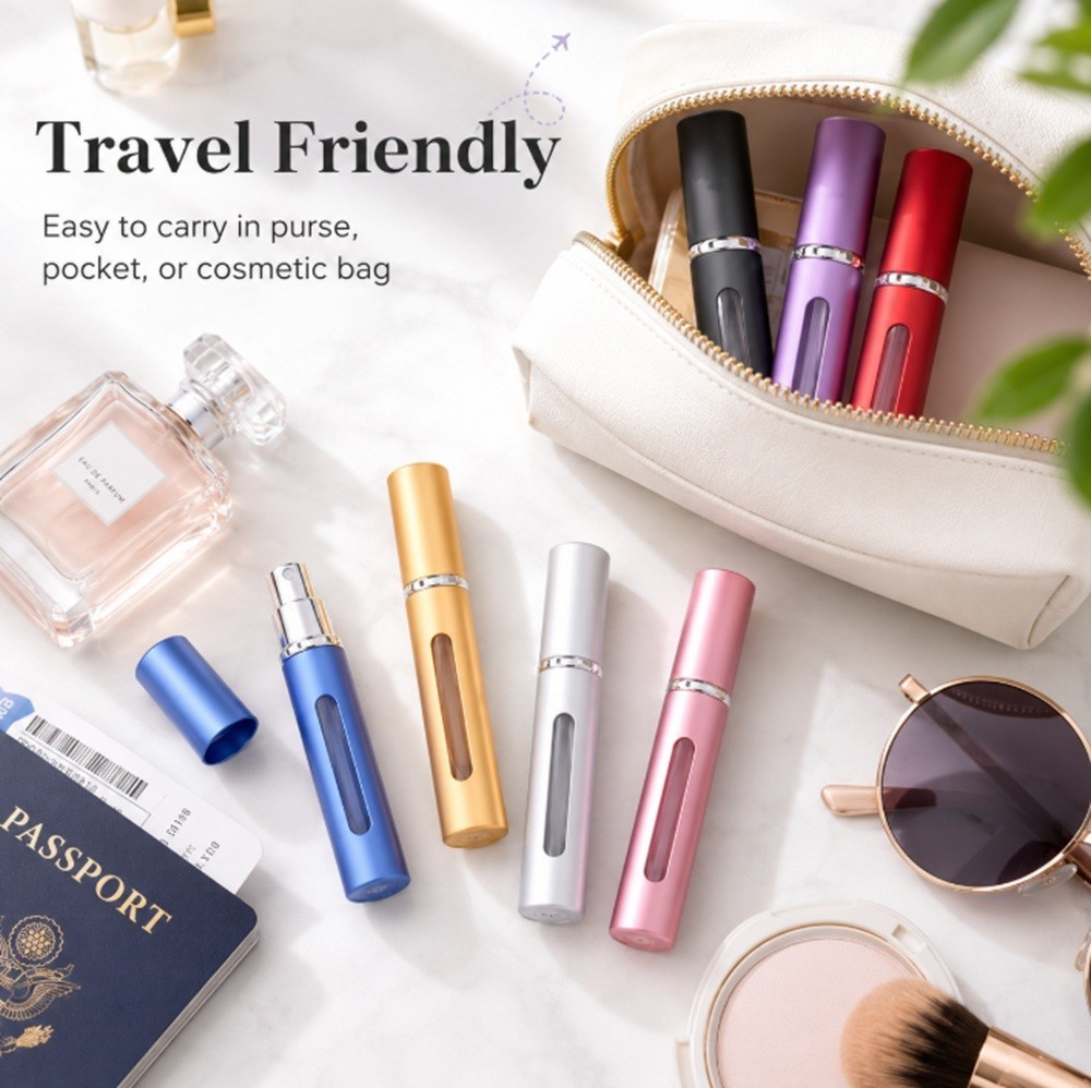 7 Pack 10ml Perfume Atomizer Bottles Refillable Travel Spray Pump Set Leakproof