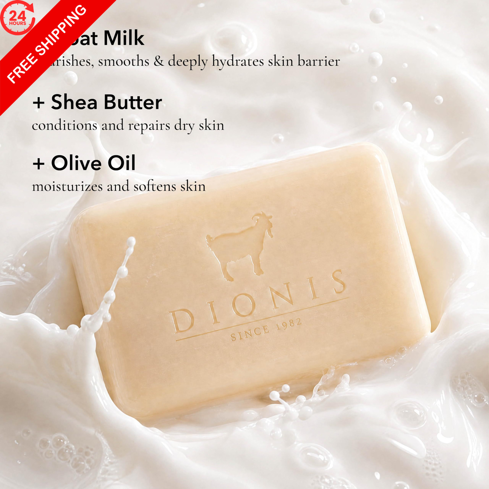Dionis Goat Milk Hand & Body Bar Soap, & 3 Ounce (Pack of 3), Yellow